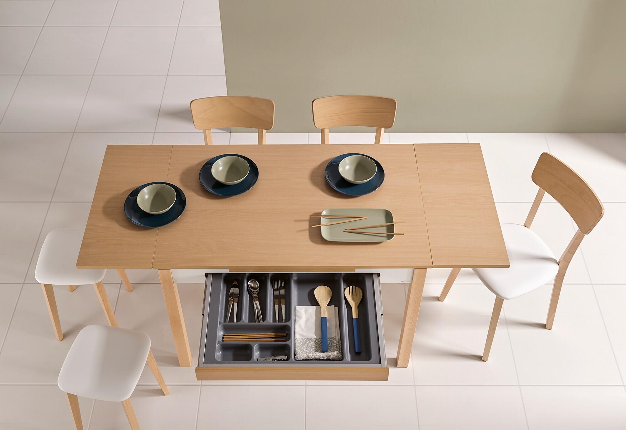 Taburete bajo de cocina Zoe armazón haya color natural y asiento michigan blanco - 7