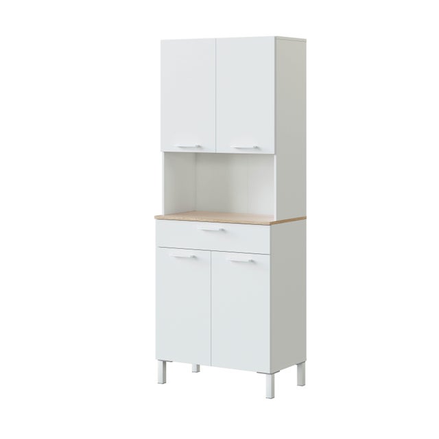 Alacena cocina alto KIRA blanco/roble 4 puertas + 1 cajón 186 x 72 x 40 cm