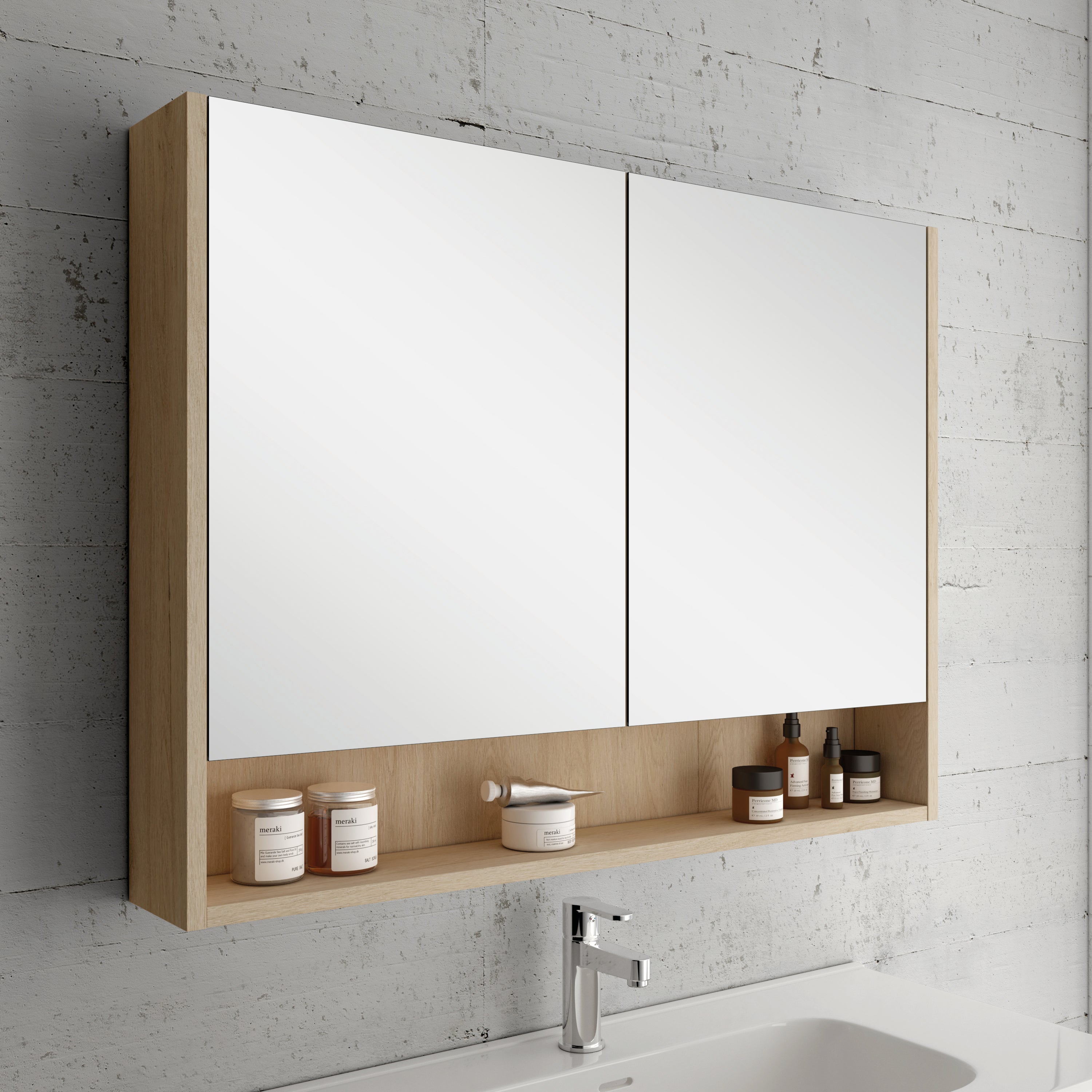 Armario de baño moon roble natural 100x75x13 cm