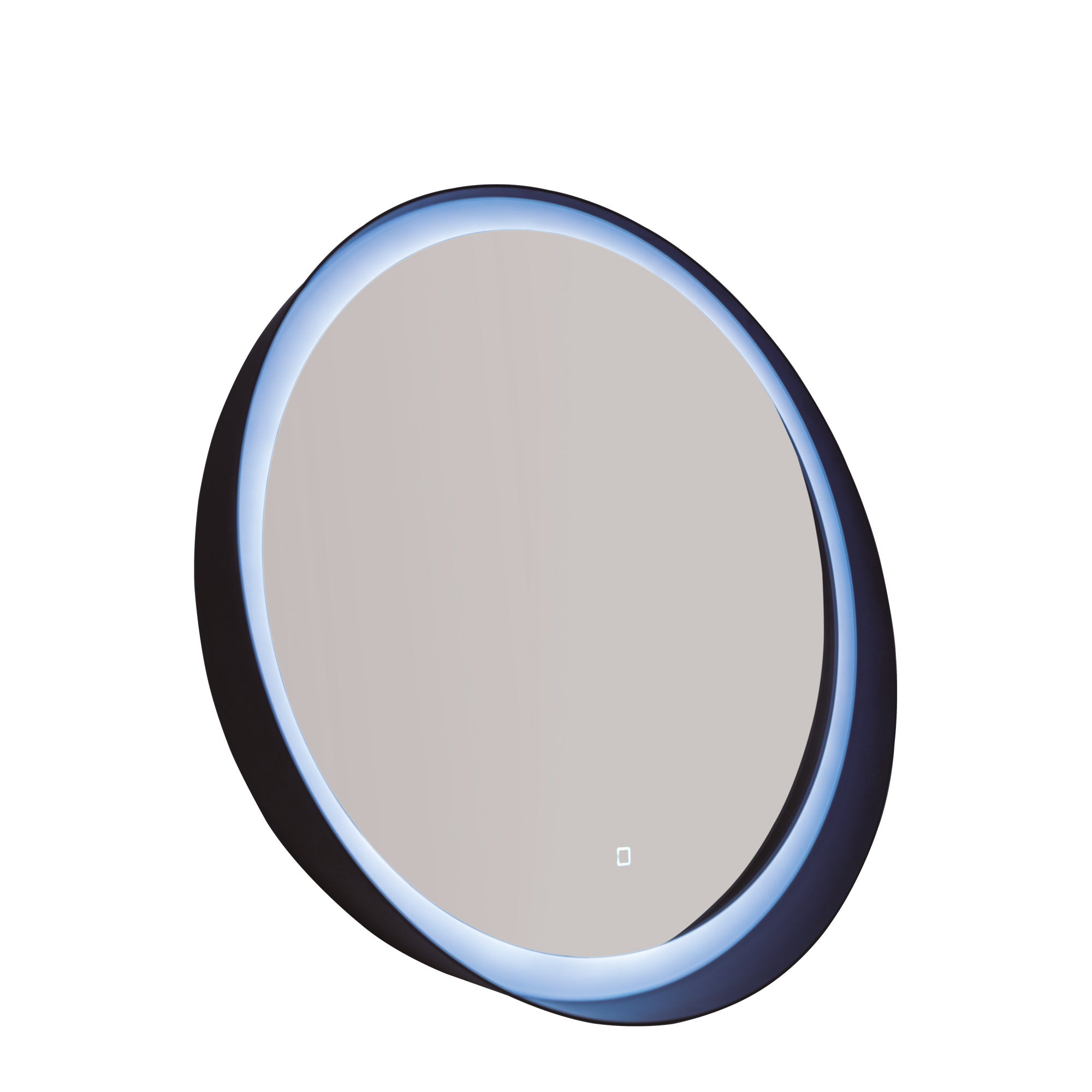 Espejo de baño con luz led round negro con sensor, táctil 60x60 cm