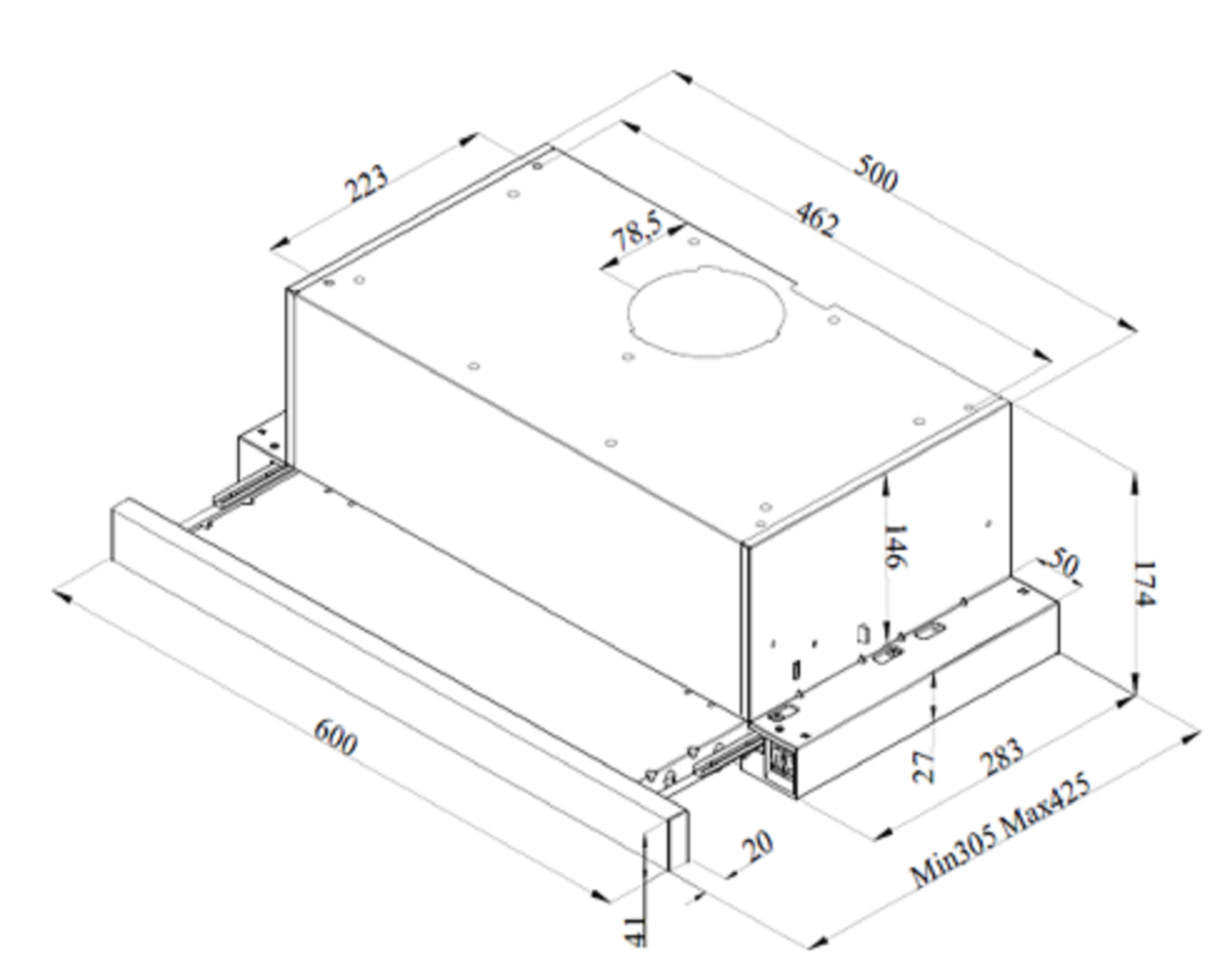 Exaustor telescópico Candy led cinza CBT 6130/3X - 6