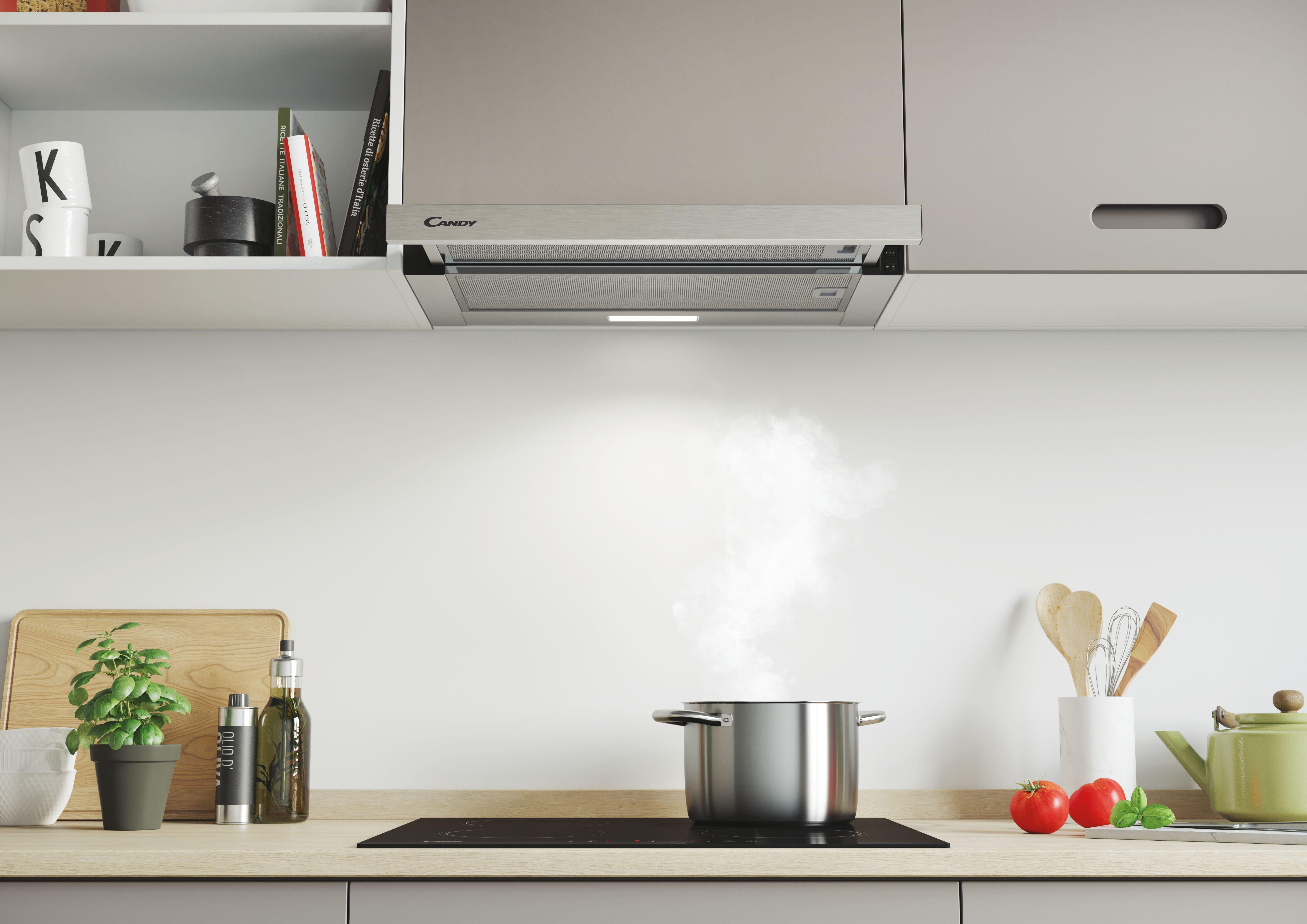 Exaustor telescópico Candy led cinza CBT 6130/3X - 3
