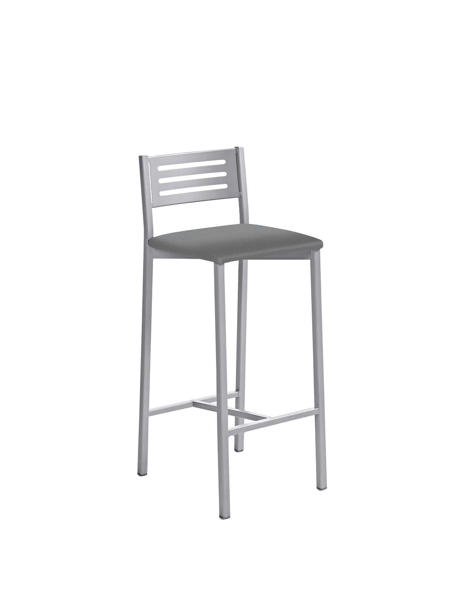 Taburete kelsa medio de estructura metal con respaldo y asiento grafito 33x66cm