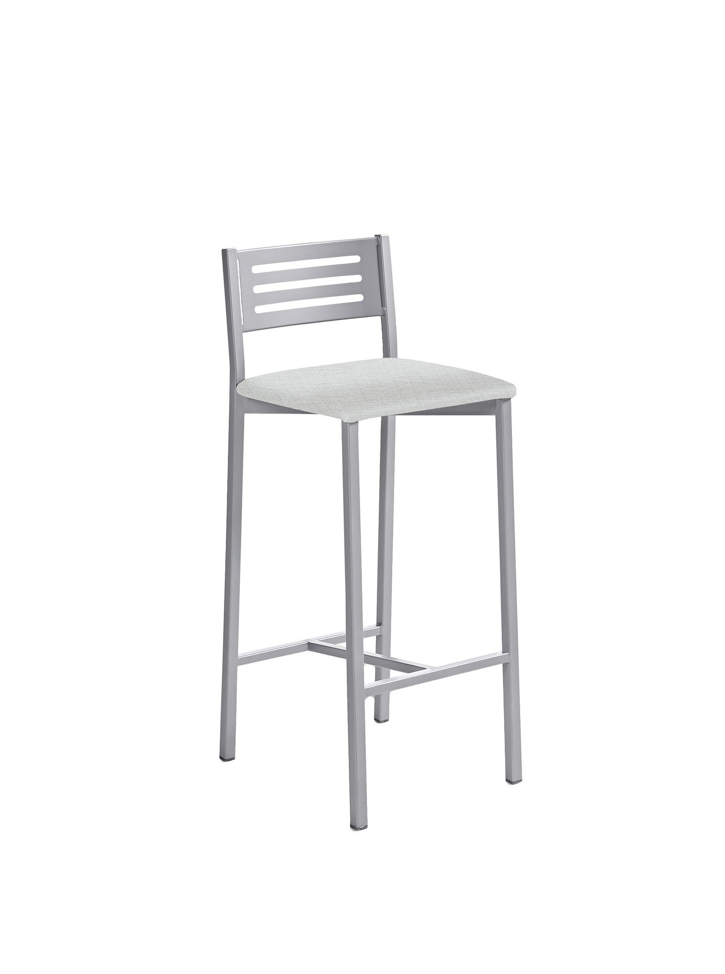 Taburete kelsa medio de estructura metal con respaldo y asiento plata 33x66cm
