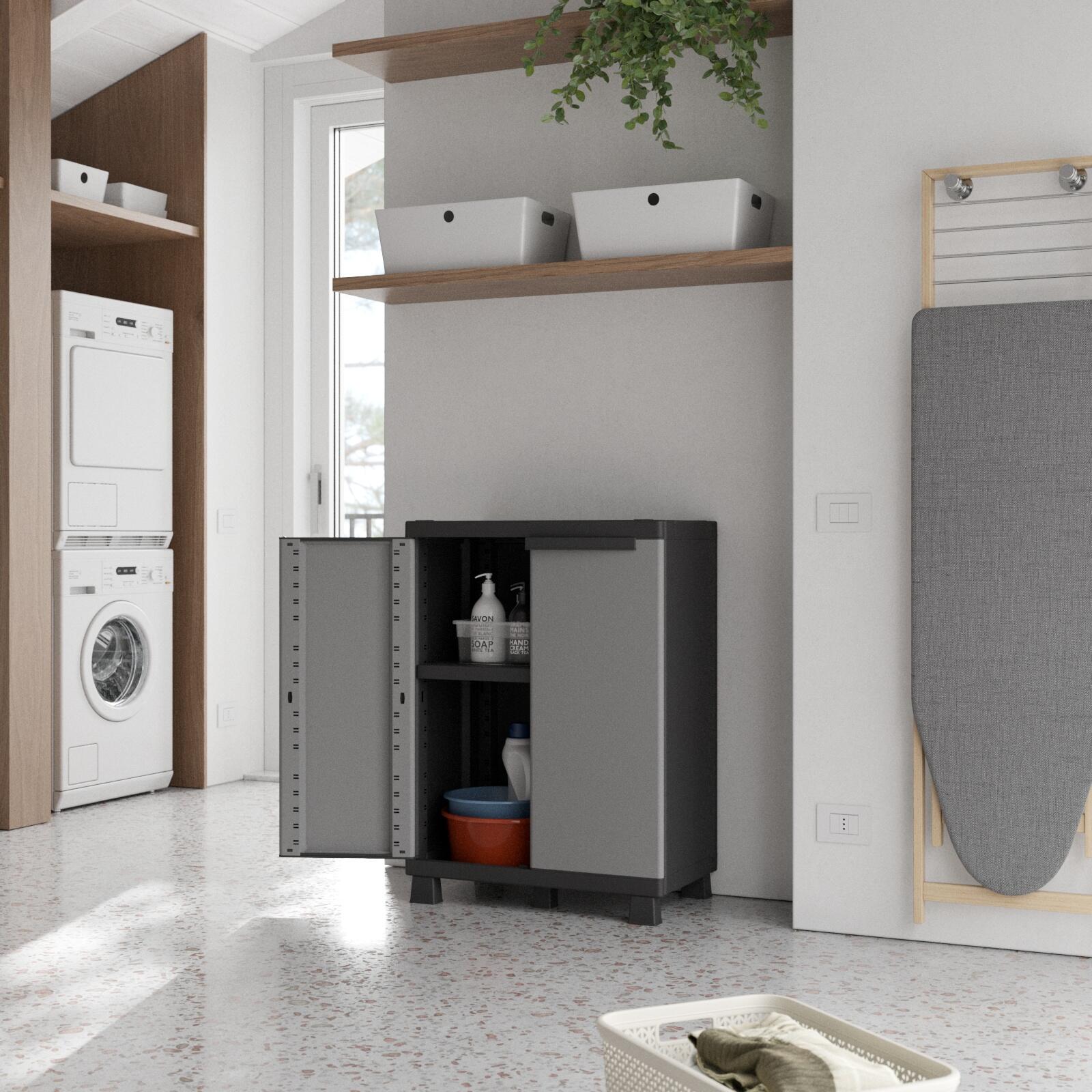 Armário em PVC baixo interior cinza 91,5x68x39 cm Spaceo Gary - 12