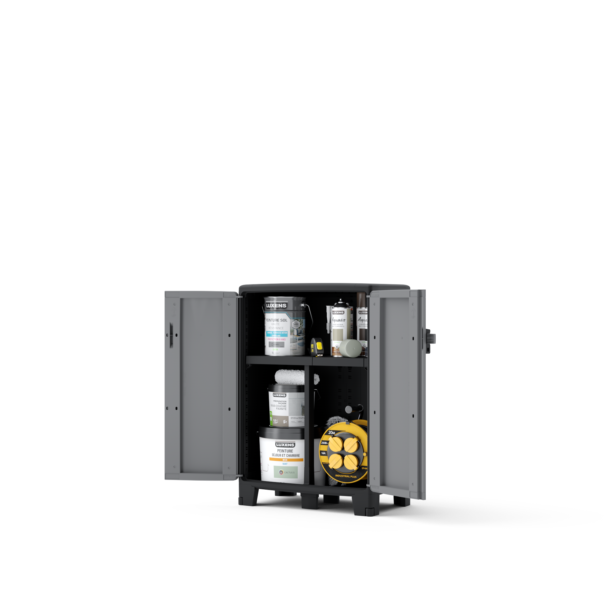 Armadio basso Excellence SPACEO in polipropilene, nero L 65 x H 93 x P 39 cm 2 ante, adatto per interno/esterno - 8