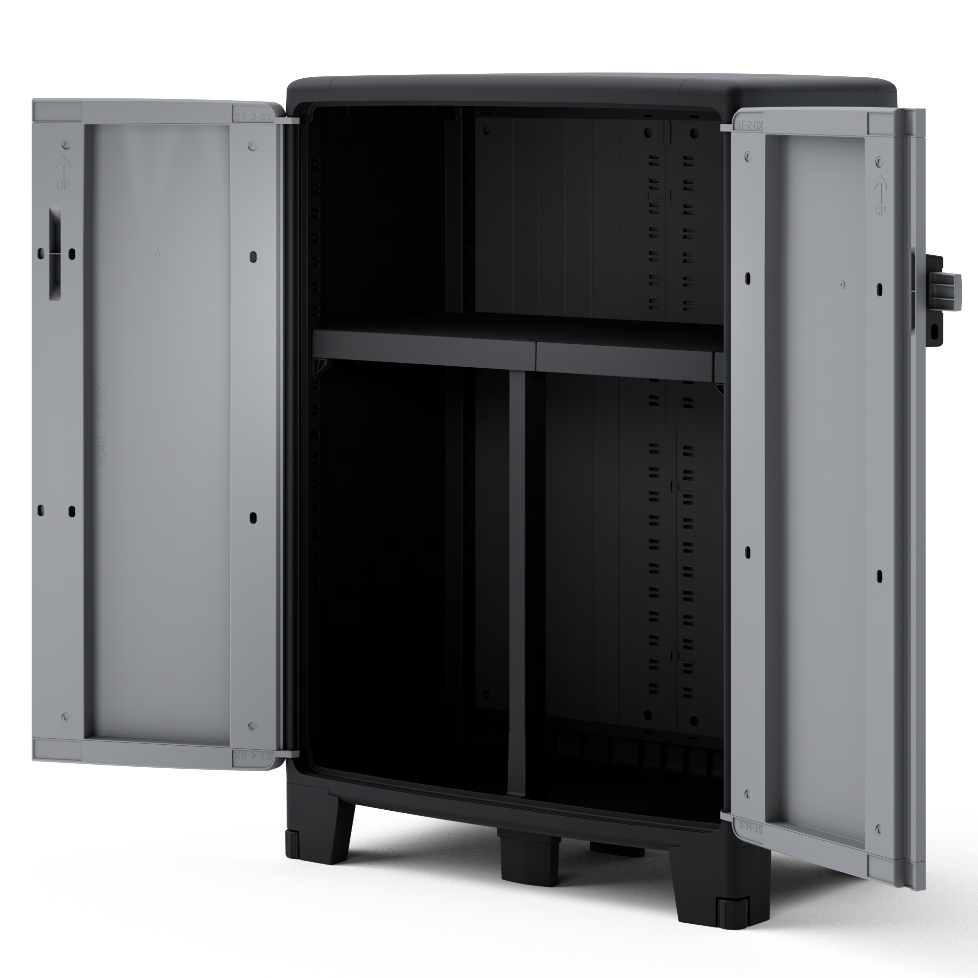 Armadio basso Excellence SPACEO in polipropilene, nero L 65 x H 93 x P 39 cm 2 ante, adatto per interno/esterno - 9