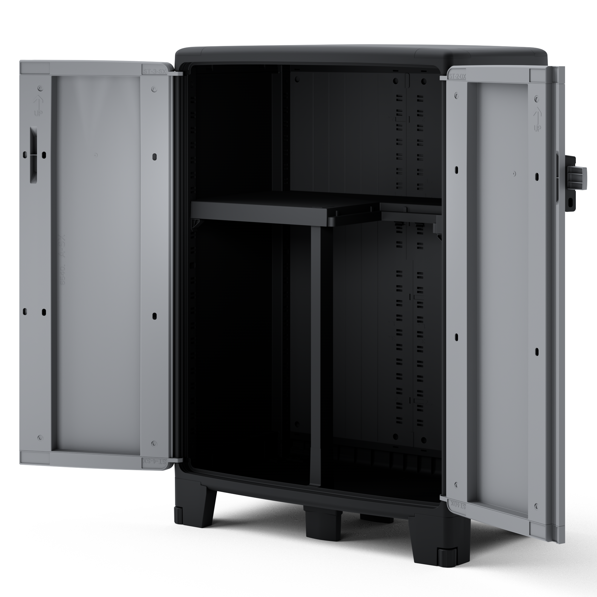 Armadio basso Excellence SPACEO in polipropilene, nero L 65 x H 93 x P 39 cm 2 ante, adatto per interno/esterno - 11