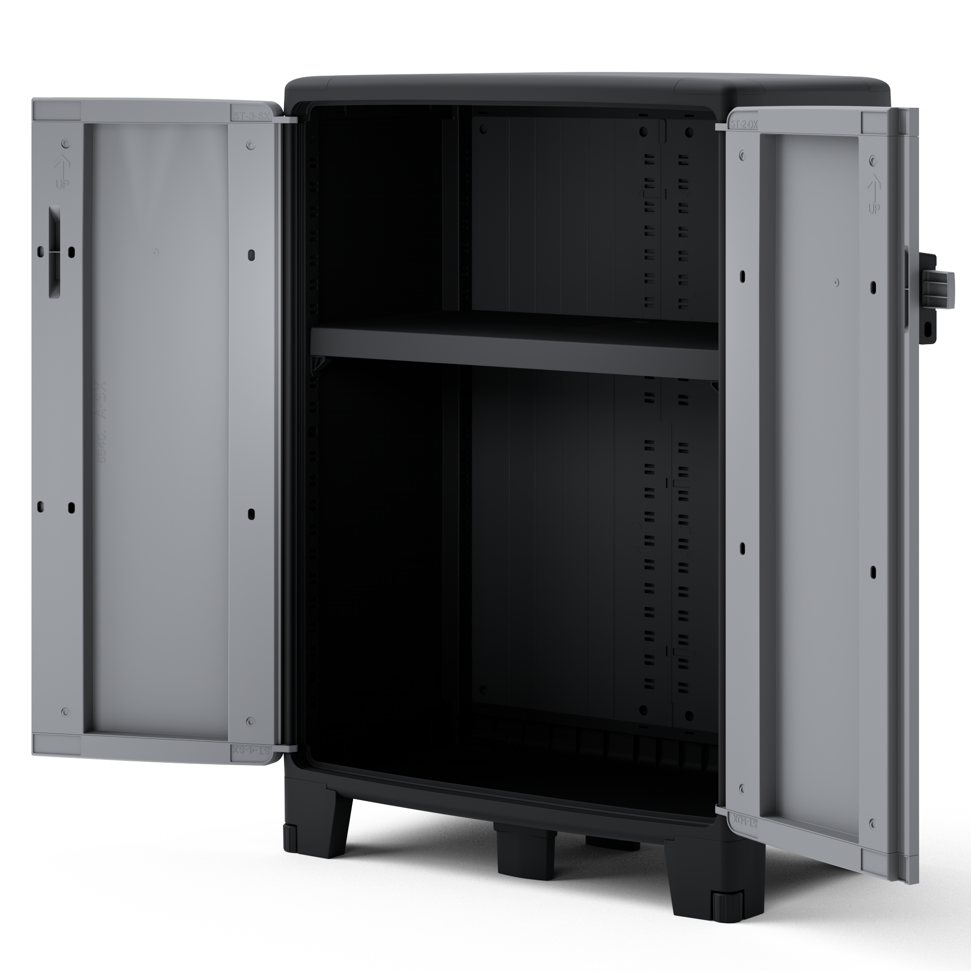 Armadio basso Excellence SPACEO in polipropilene, nero L 65 x H 93 x P 39 cm 2 ante, adatto per interno/esterno - 12