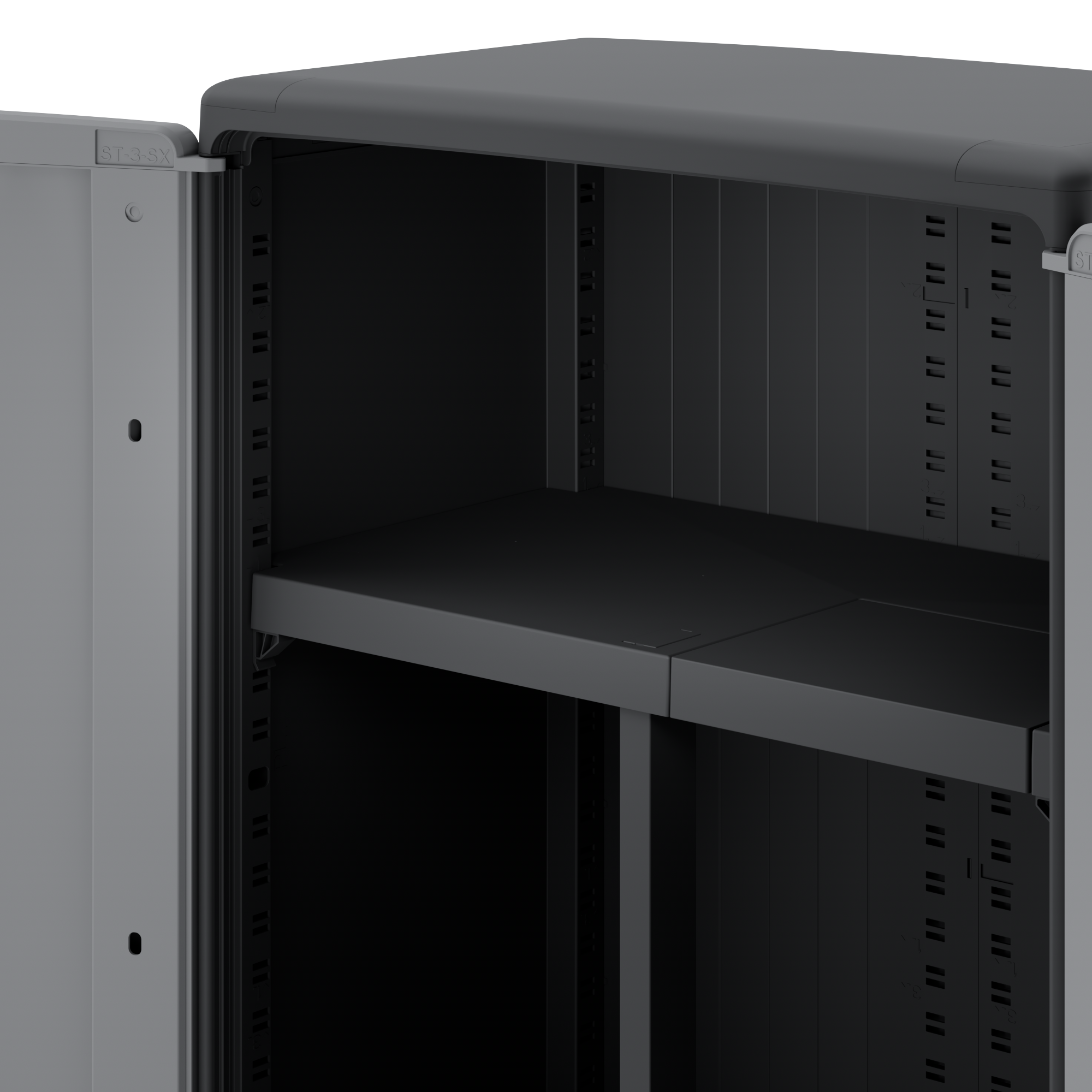 Armadio basso Excellence SPACEO in polipropilene, nero L 65 x H 93 x P 39 cm 2 ante, adatto per interno/esterno - 19