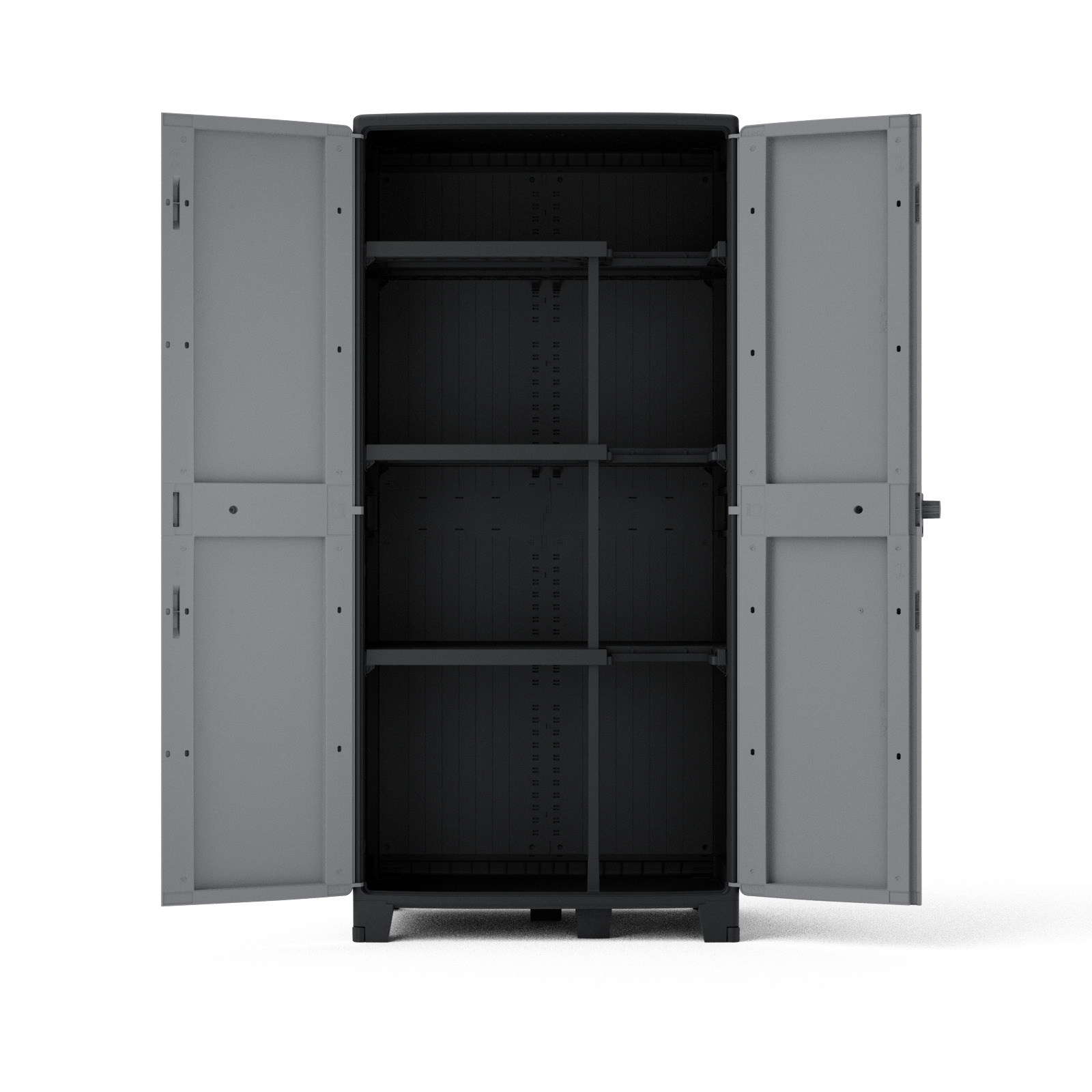 Armadio per scope Excellence SPACEO in polipropilene, grigio e nero L 85 x H 180 x P 52 cm 2 ante, adatto per interno/esterno - 9