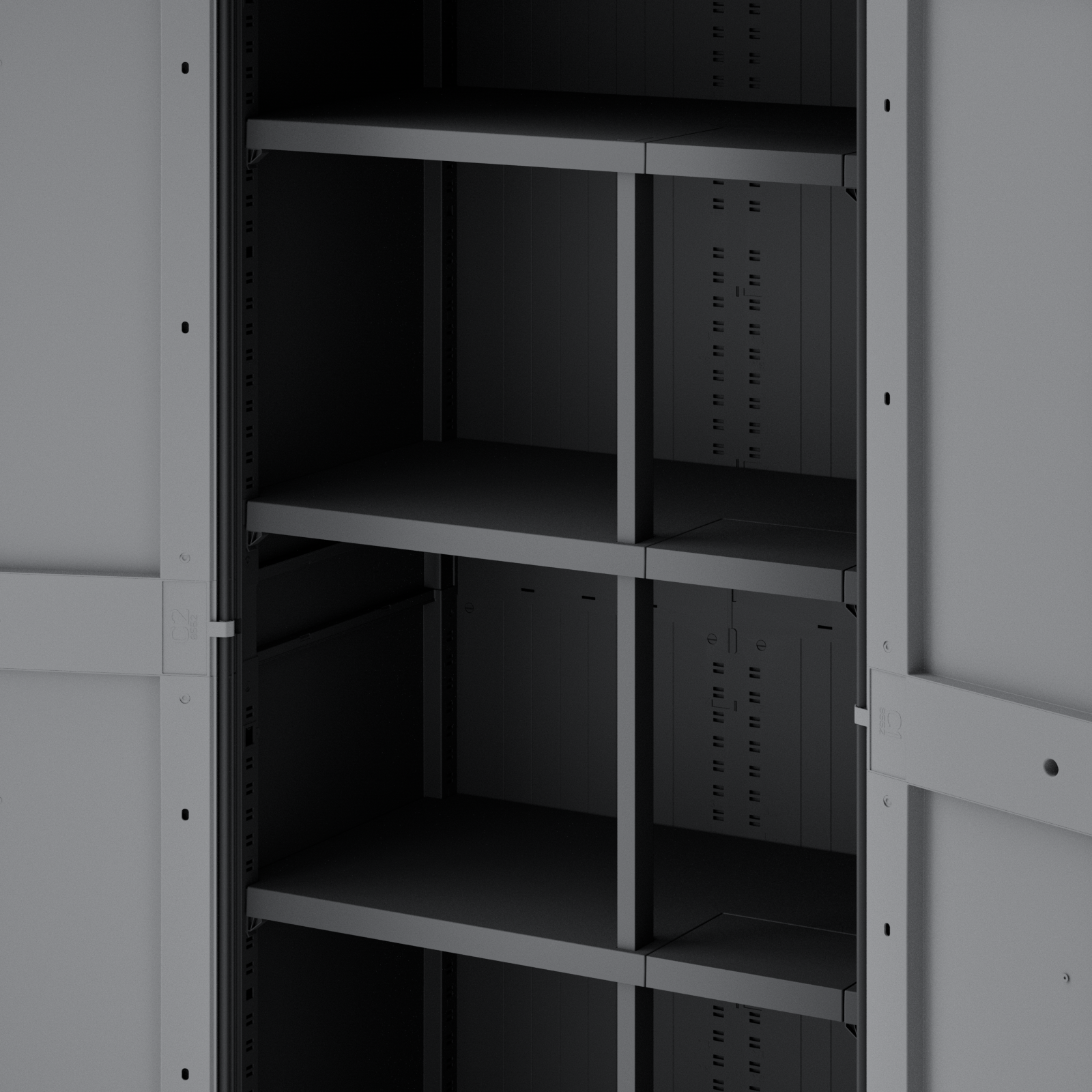 Armadio per scope Excellence SPACEO in polipropilene, grigio e nero L 85 x H 180 x P 52 cm 2 ante, adatto per interno/esterno - 15