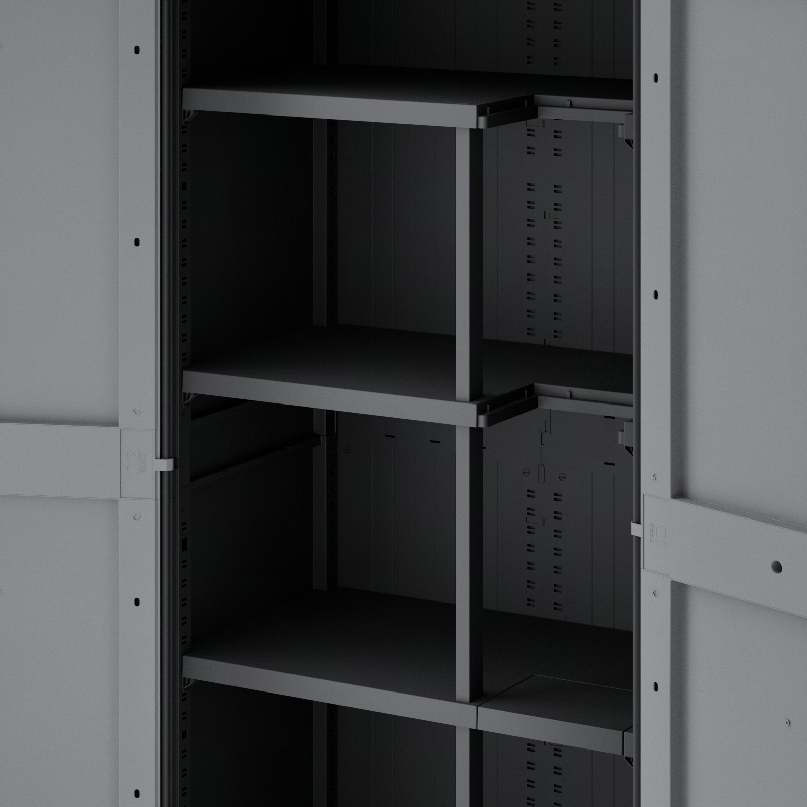 Armadio per scope Excellence SPACEO in polipropilene, grigio e nero L 85 x H 180 x P 52 cm 2 ante, adatto per interno/esterno - 16