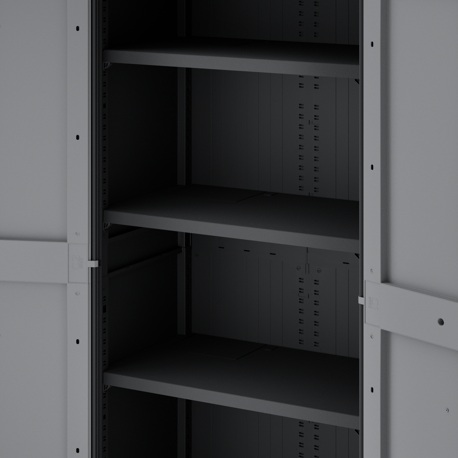 Armadio per scope Excellence SPACEO in polipropilene, grigio e nero L 85 x H 180 x P 52 cm 2 ante, adatto per interno/esterno - 22