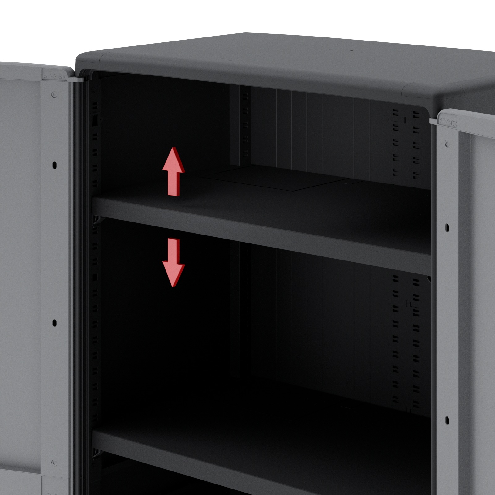 Armadio per scope Excellence SPACEO in polipropilene, grigio e nero L 85 x H 180 x P 52 cm 2 ante, adatto per interno/esterno - 23