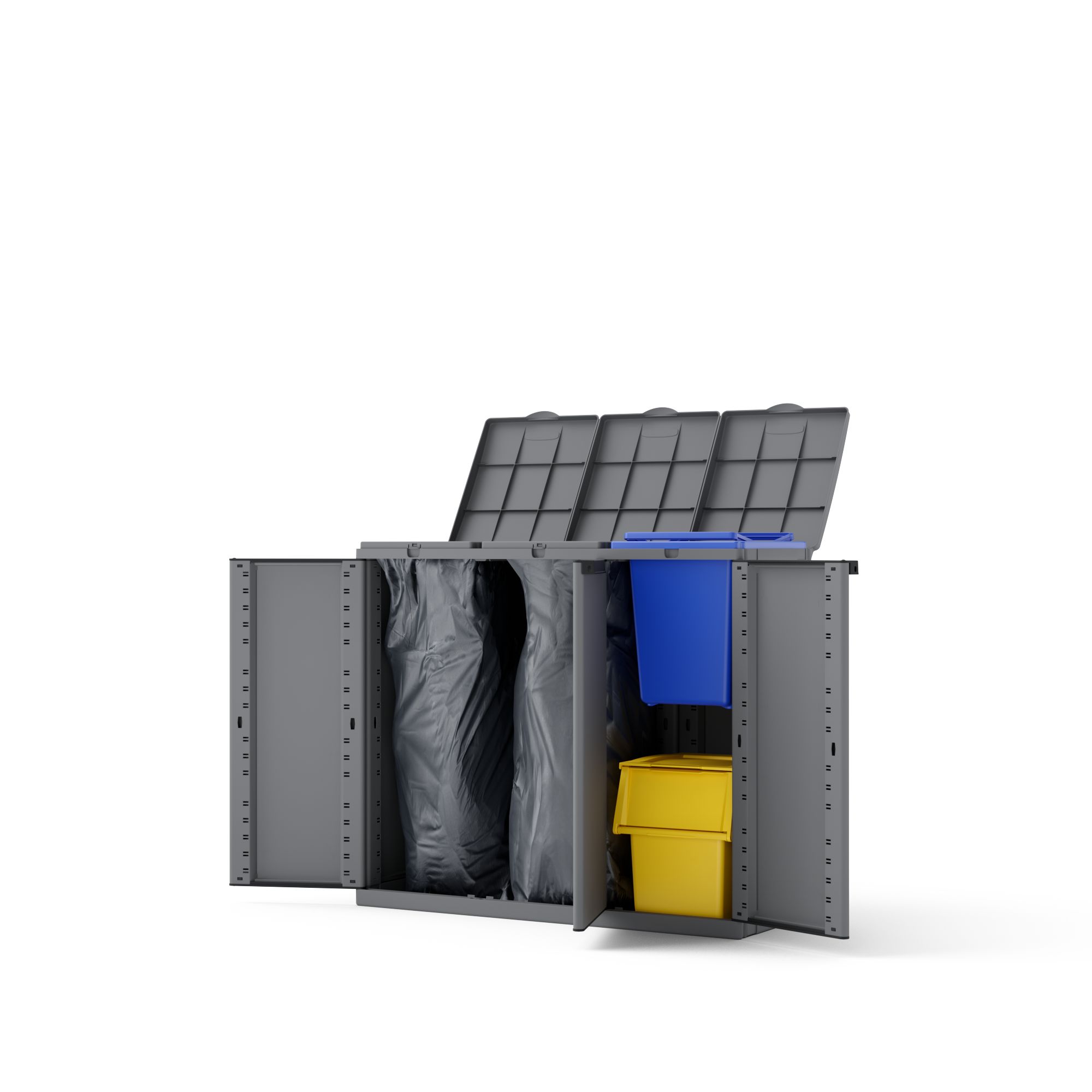 Armario para reciclaje 3 puertas 88.7x102x39 cm gris lote contenedores SPACEO Leroy Merlin