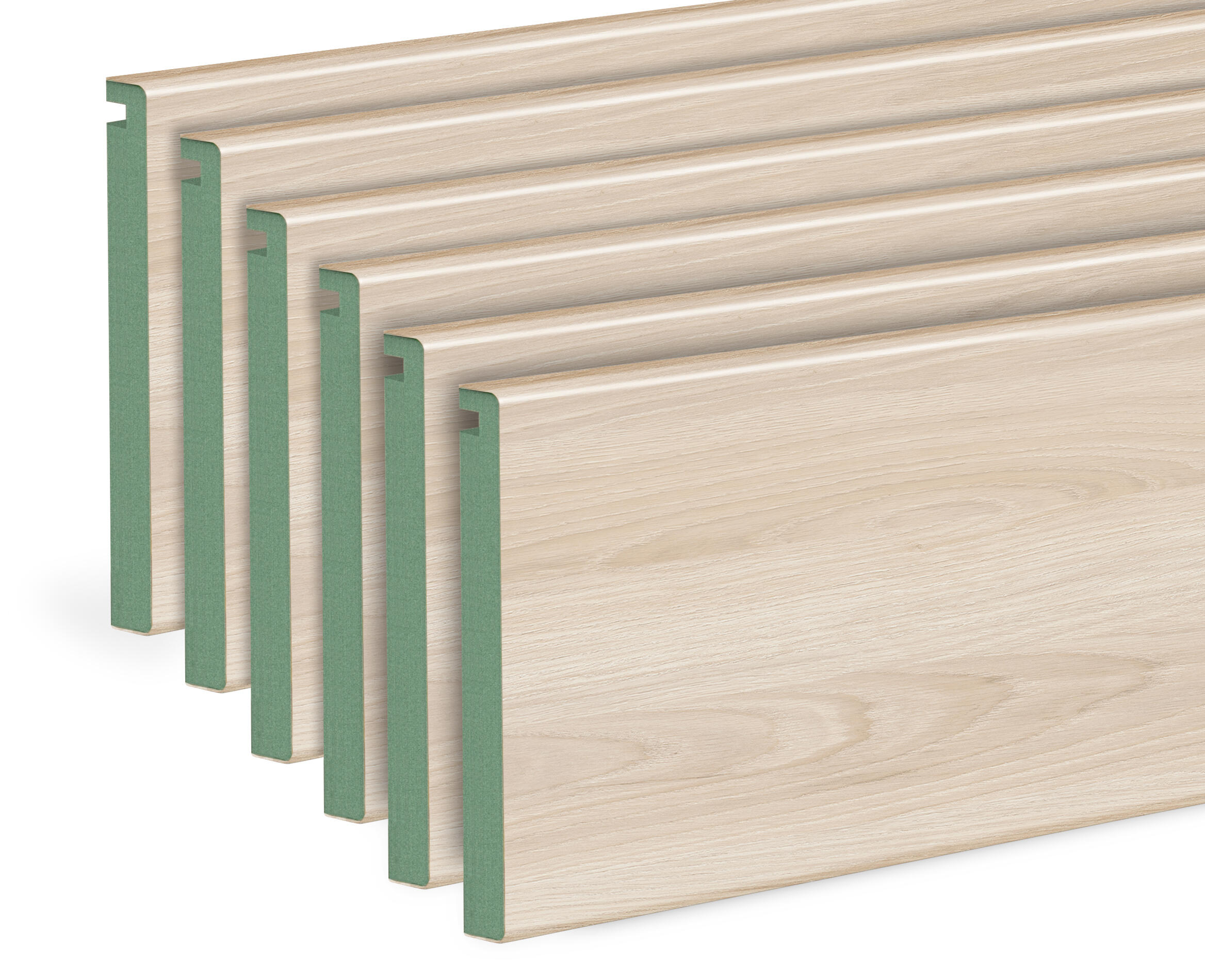 Kit de 6 tapetas nogal crema de mdf hidrófugo de 70 mm de ancho