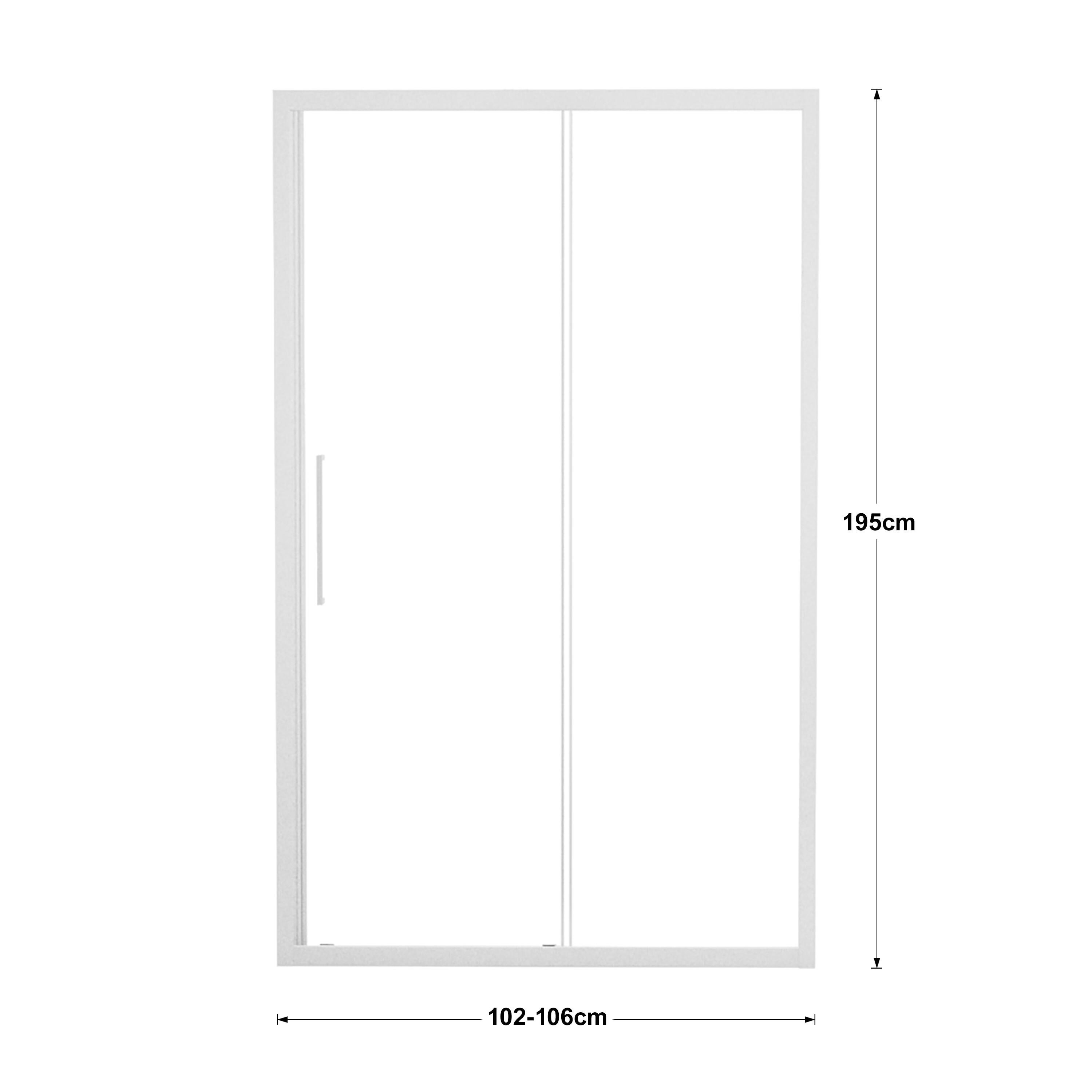 Porta doccia scorrevole L 102-106 cm x H 195 cm per nicchia in vetro trasparente SP. 6 mm, profilo opaco bianco, serie Record - 9