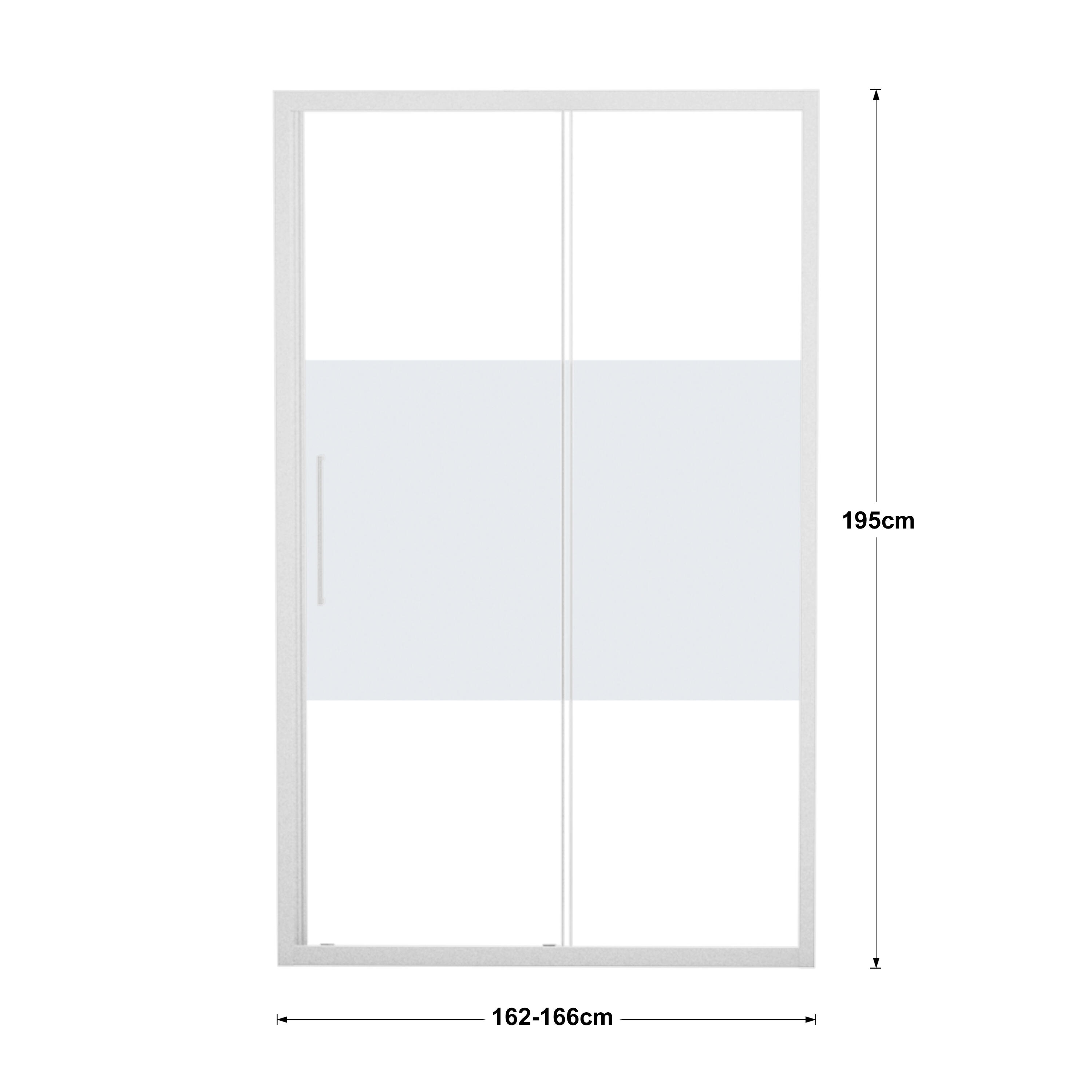 Porta doccia scorrevole L 162-166 cm x H 195 cm, per nicchia in vetro smerigliato SP. 6 mm, profilo opaco bianco, serie Record - 9