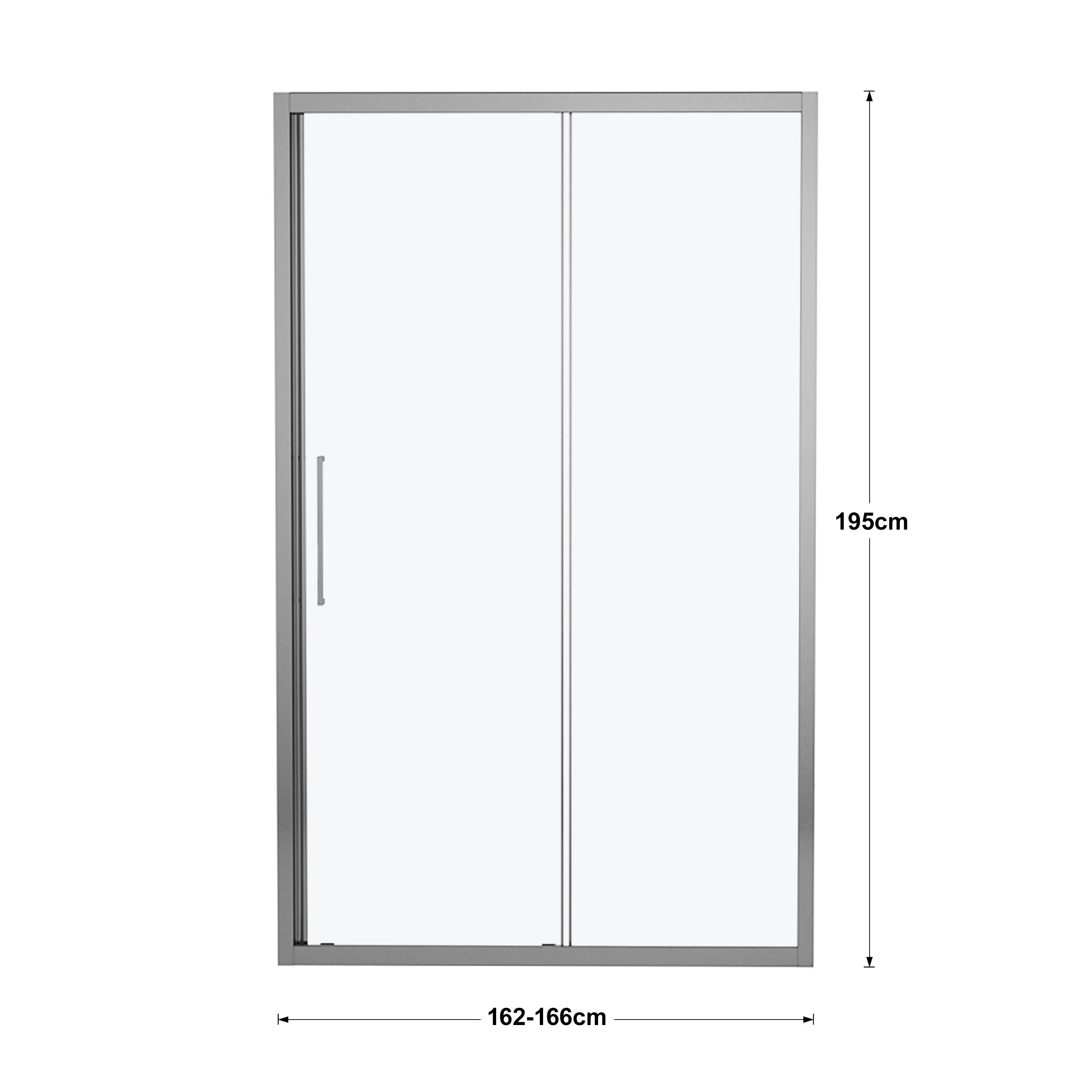 Porta doccia scorrevole L 162-166 cm x H 195 cm per nicchia in vetro smerigliato SP. 6 mm, profilo lucido cromo, serie Record - 9
