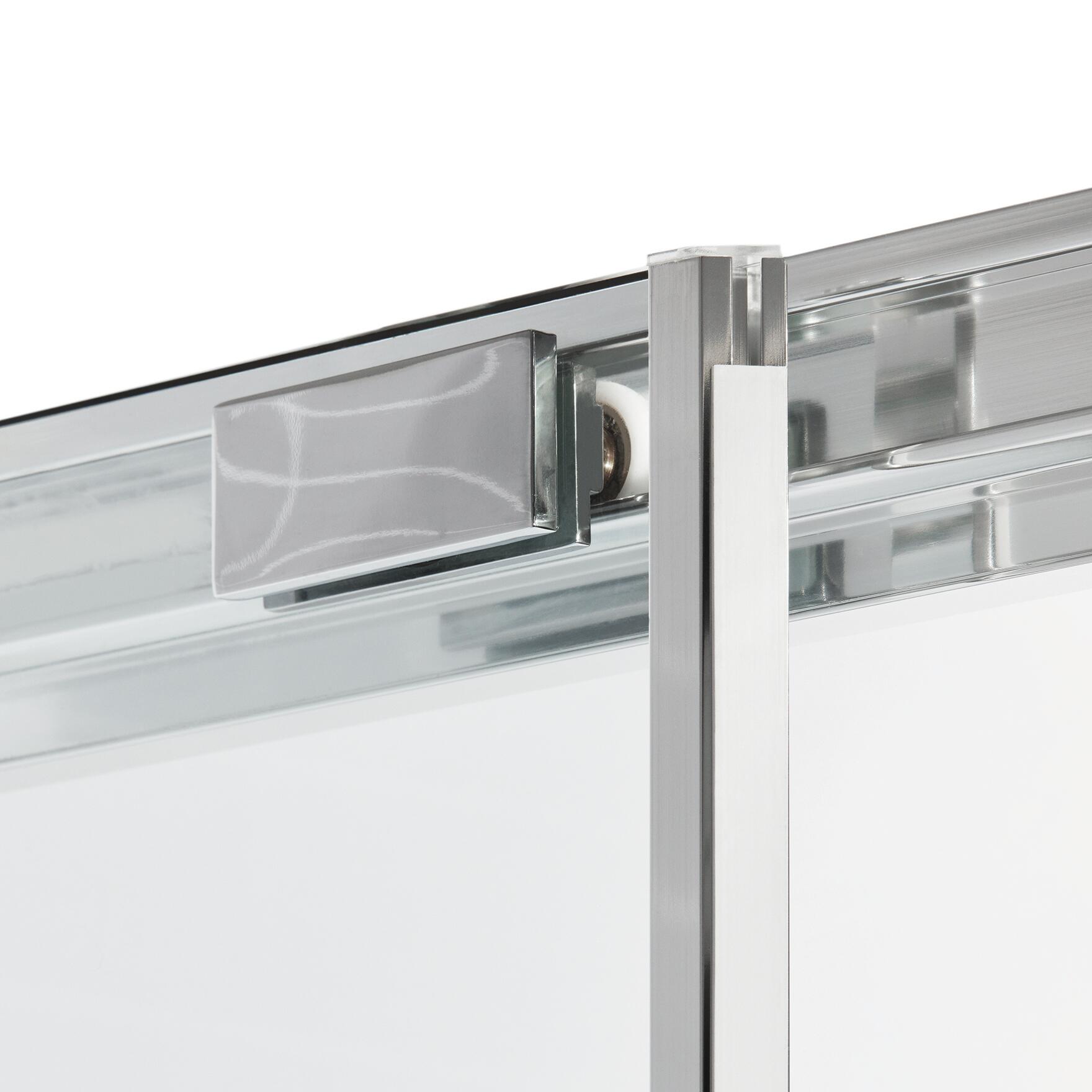 Porta doccia scorrevole L 162-166 cm x H 195 cm per nicchia in vetro smerigliato SP. 6 mm, profilo lucido cromo, serie Record - 7