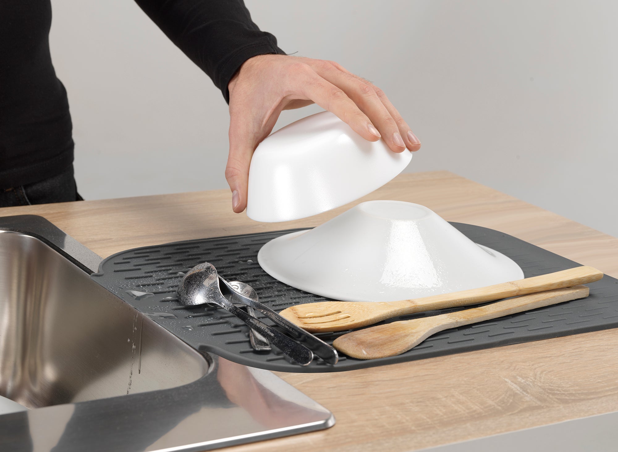 Tapete para lava-louça silicone 43X33 cm cinza - 8