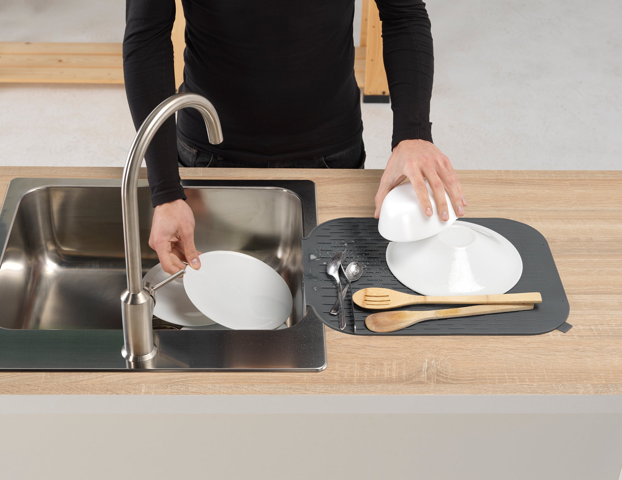 Tapete para lava-louça silicone 43X33 cm cinza - 7