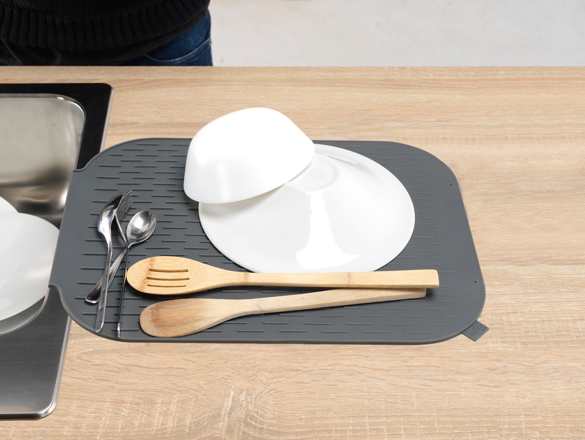 Tapete para lava-louça silicone 43X33 cm cinza - 5