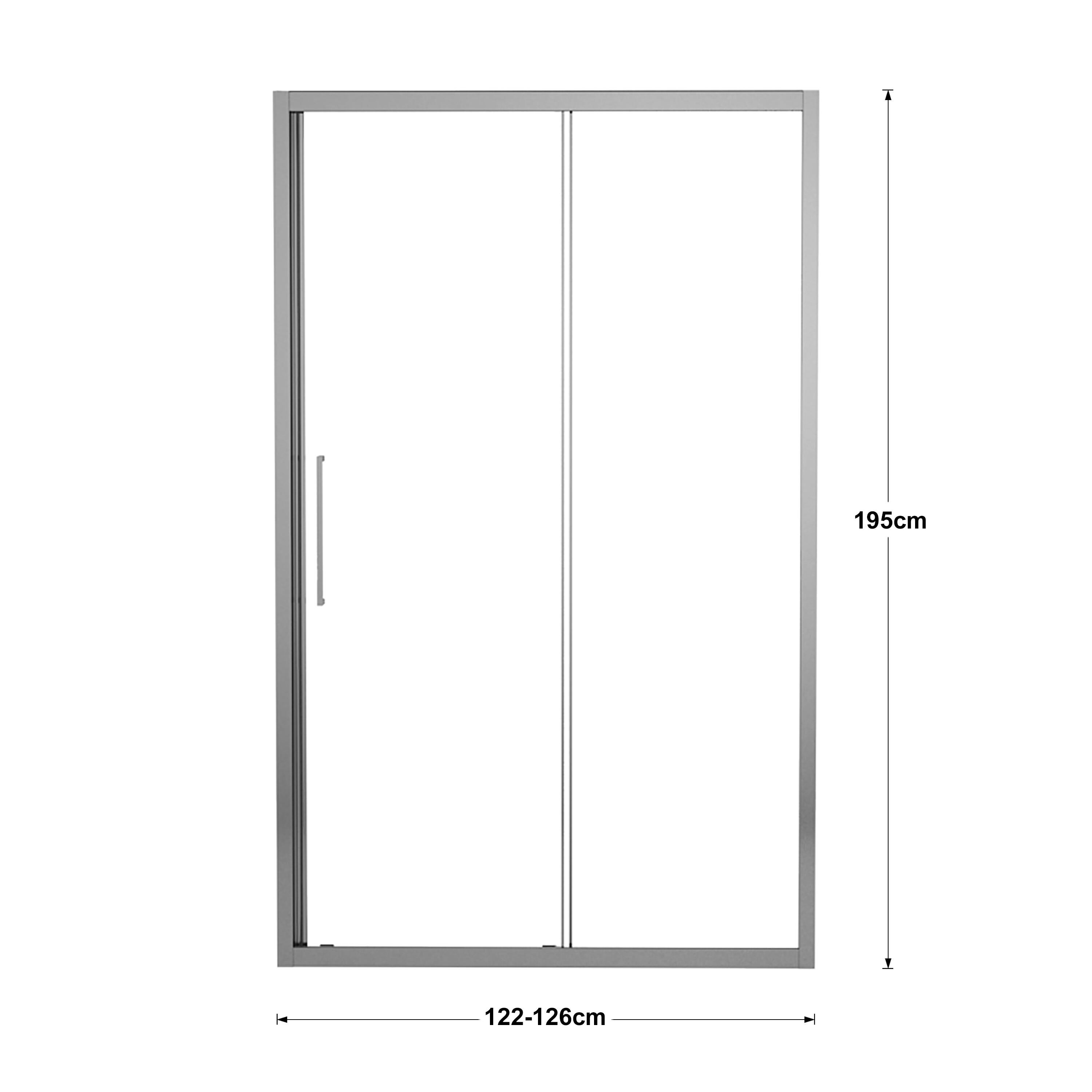 Porta doccia scorrevole L 122-126 cm x H 195 cm per nicchia in vetro trasparente SP. 6 mm, profilo lucido cromo, serie Record - 9