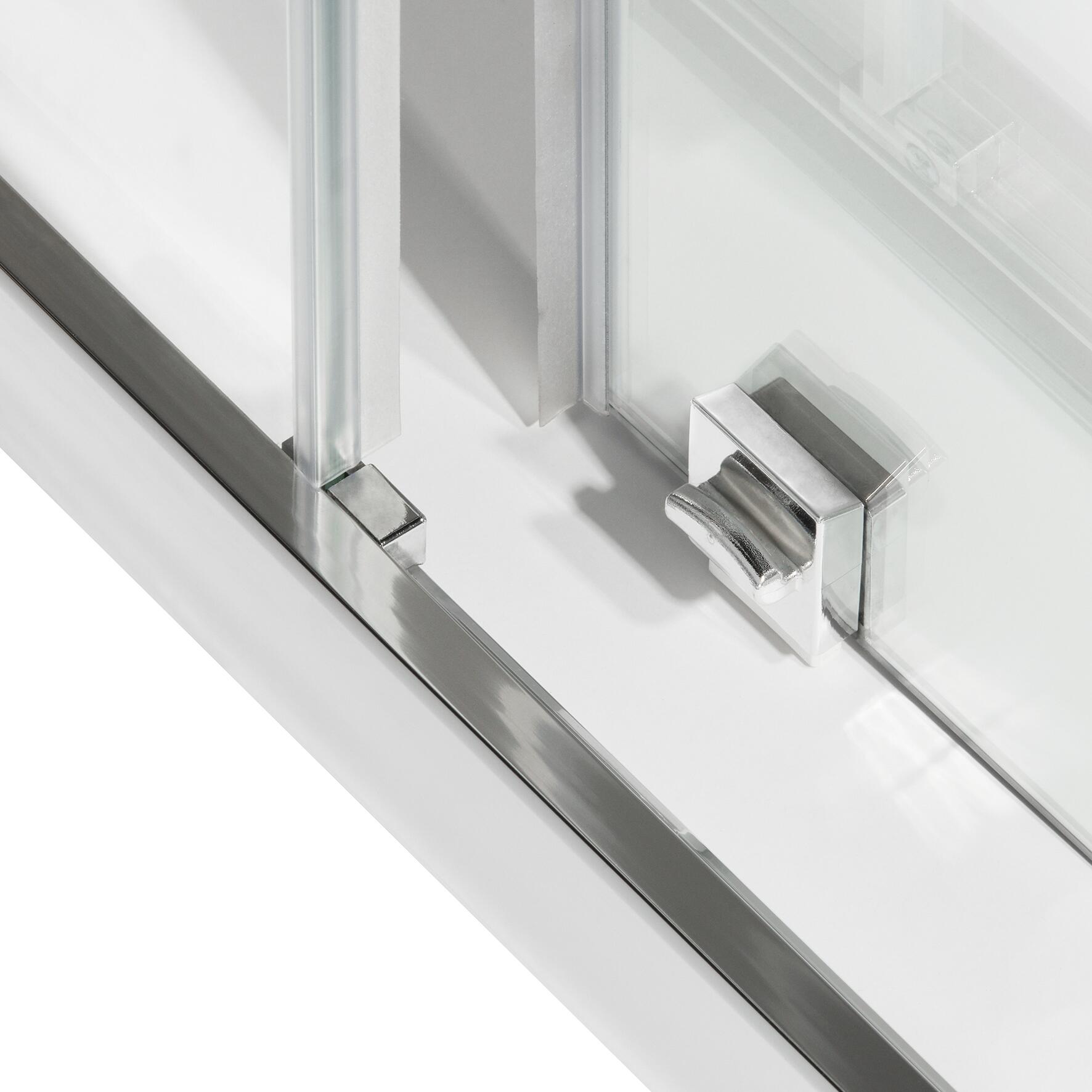 Porta doccia scorrevole L 122-126 cm x H 195 cm per nicchia in vetro trasparente SP. 6 mm, profilo lucido cromo, serie Record - 6