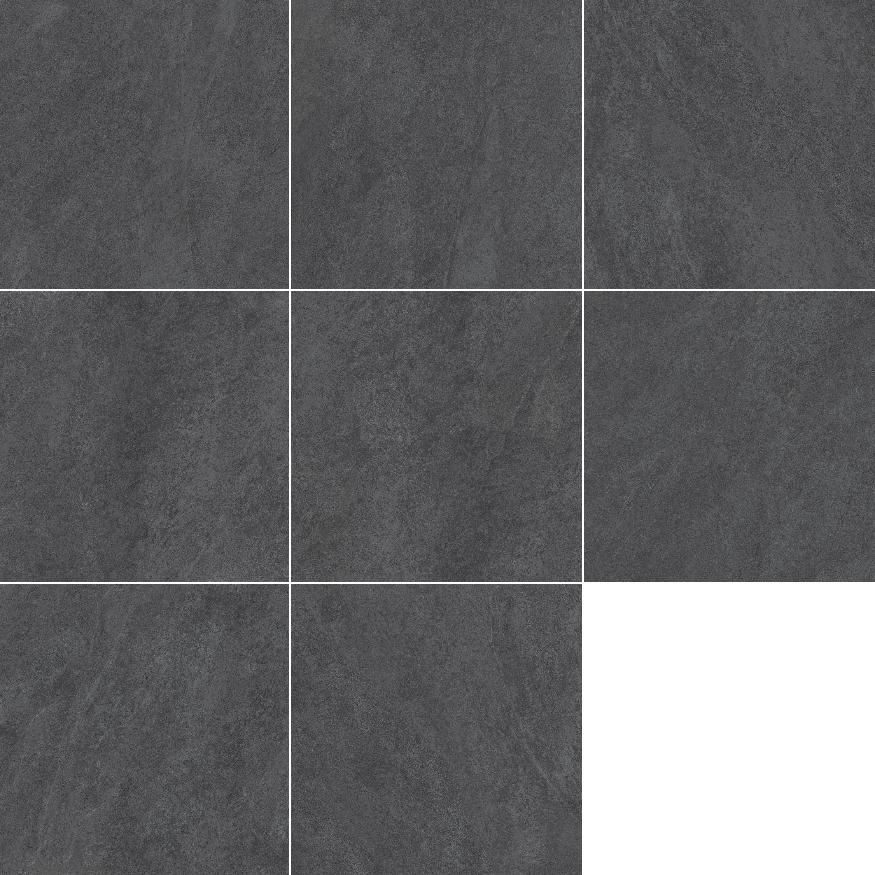 Piastrella da pavimento e rivestimento interno in gres porcellanato 60.4 x 60.4 cm non rettificato smaltato nero satinato Quartzite traffico medio forte (pei 3/5) Sp. 7.4 mm 1.46 mq - 10