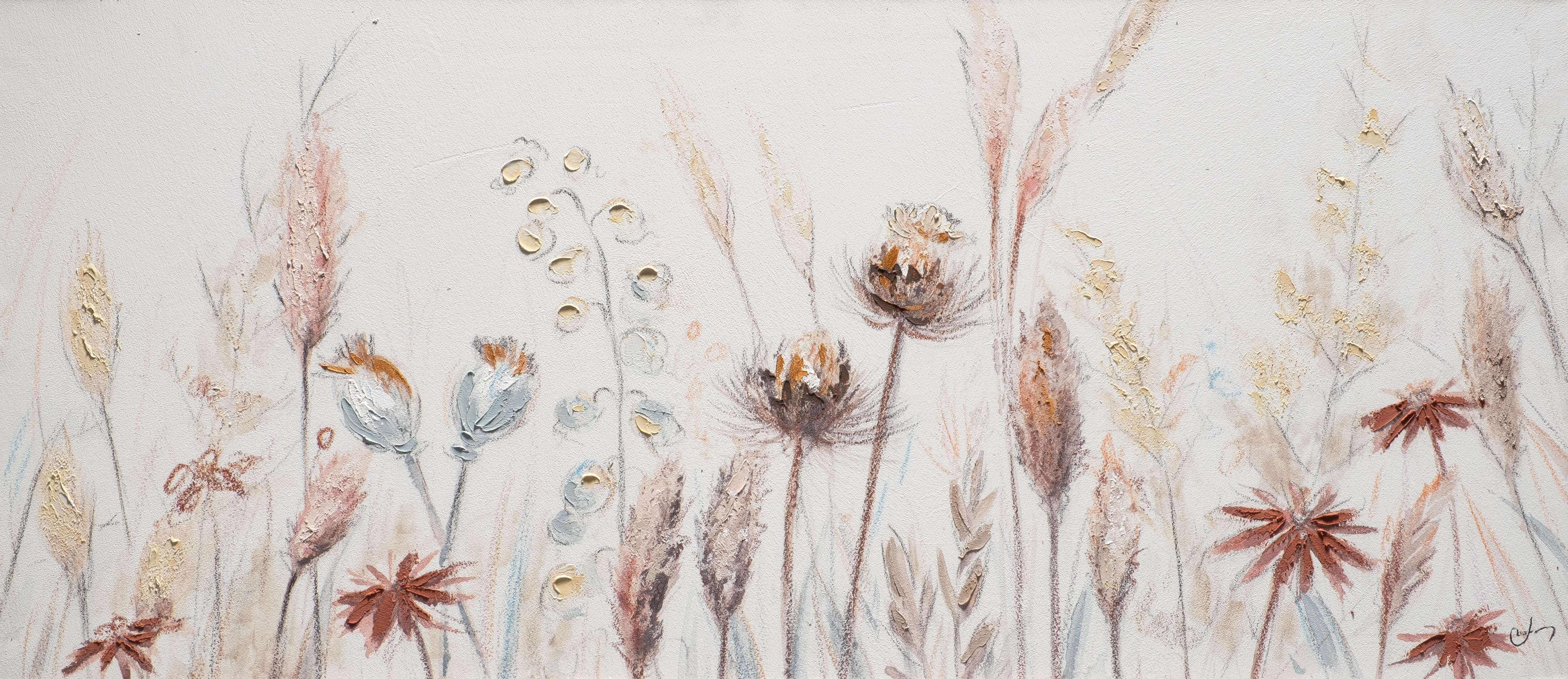Tela pintada 65 x 150 cm FLORES PASTEL - 5