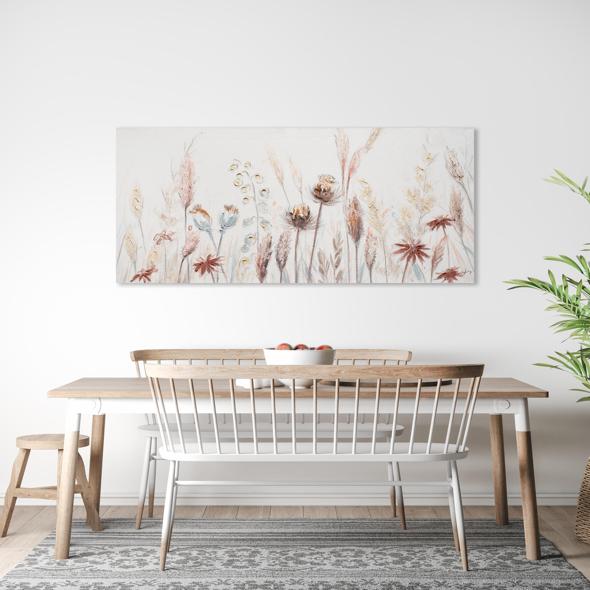 Tela pintada 65 x 150 cm FLORES PASTEL - 4