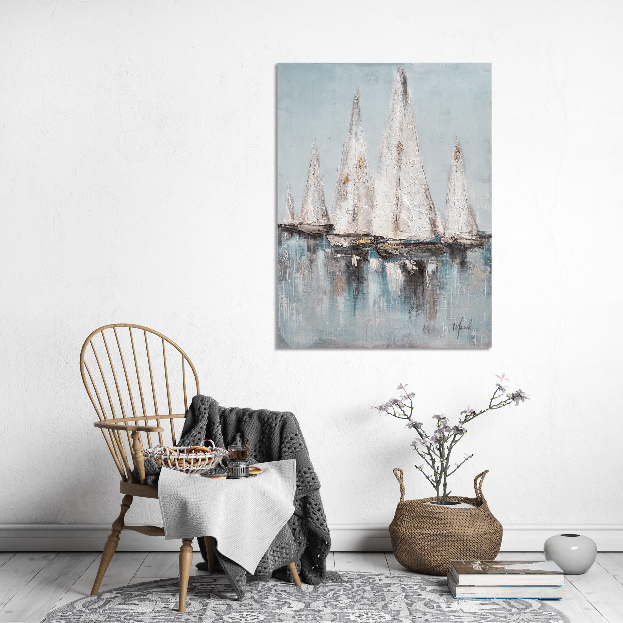 Tela pintada 90 x 120 cm BARCOS A VELA - 3