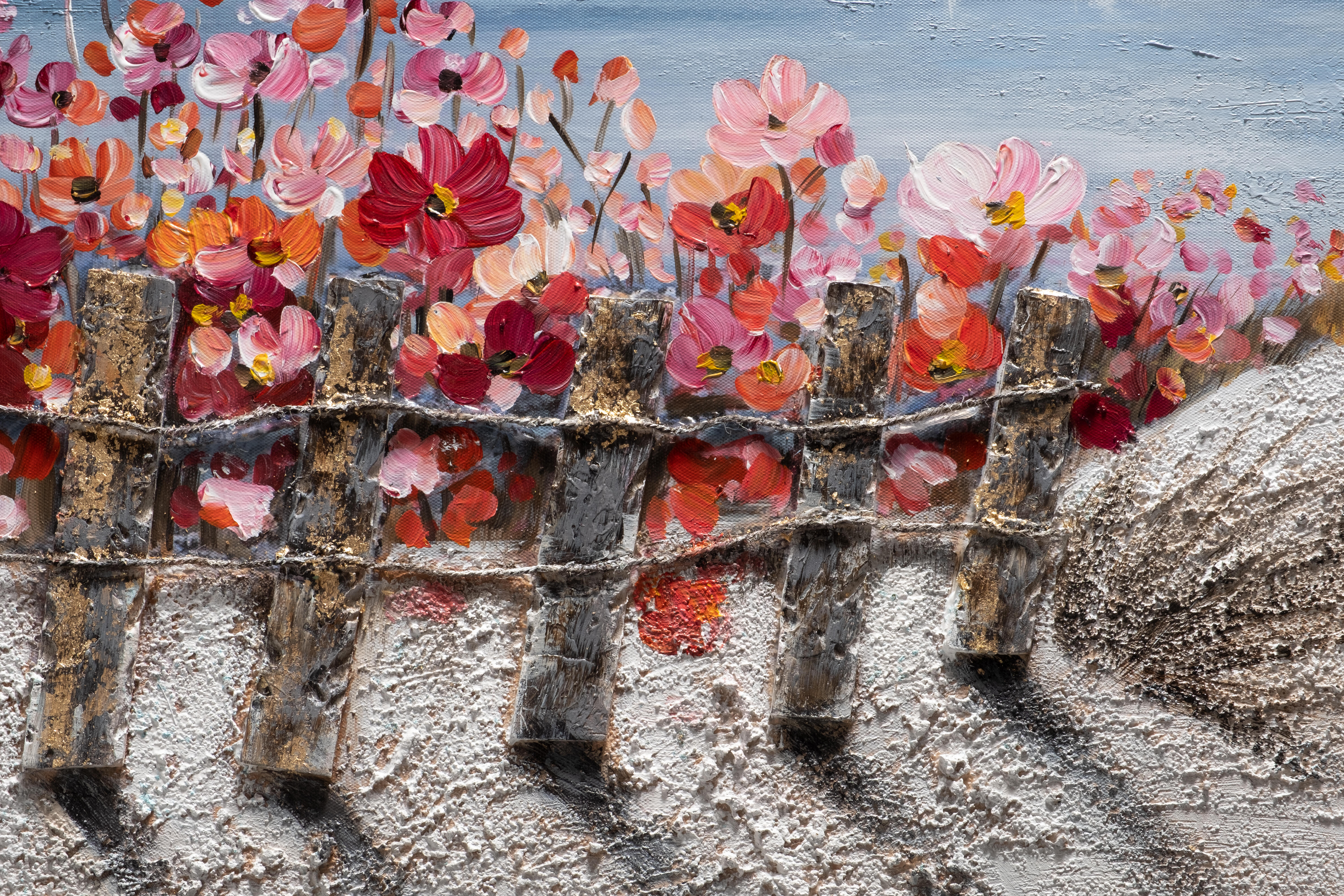 Tela pintada 60 x 120 cm BEIRA MAR FLORES - 4