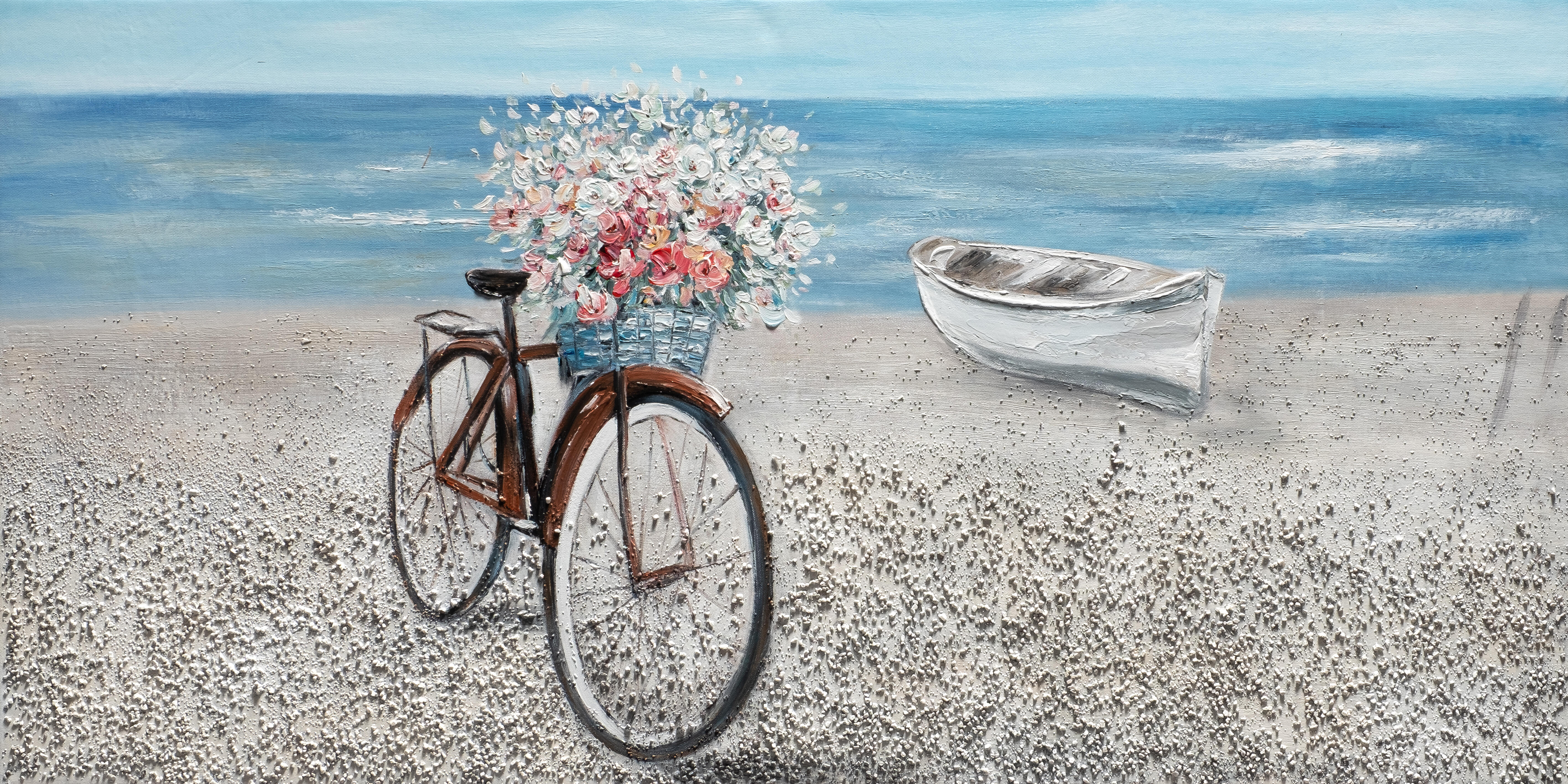 Tela pintada 60 x 120 cm BICICLETA FLORES - 5