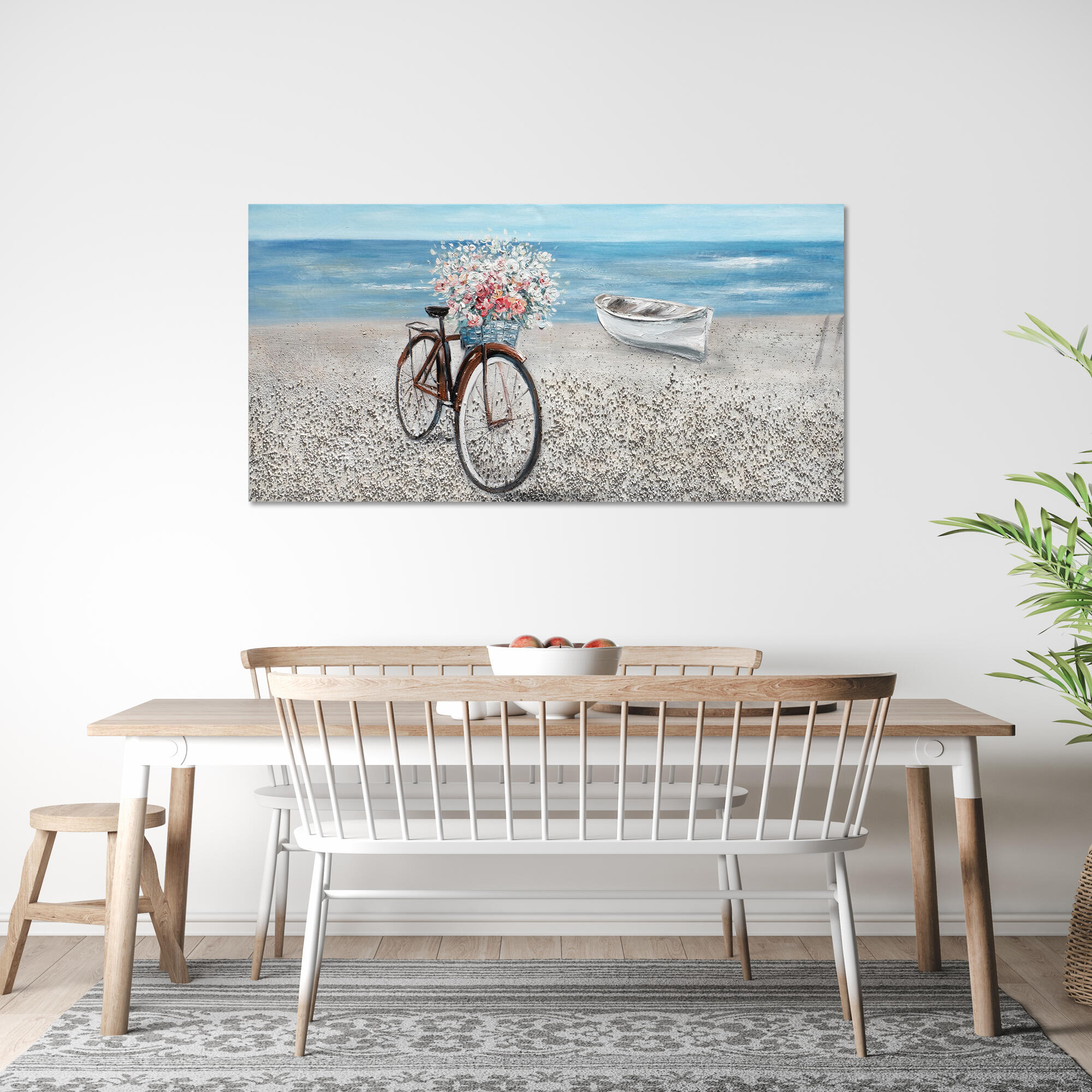 Tela pintada 60 x 120 cm BICICLETA FLORES - 3