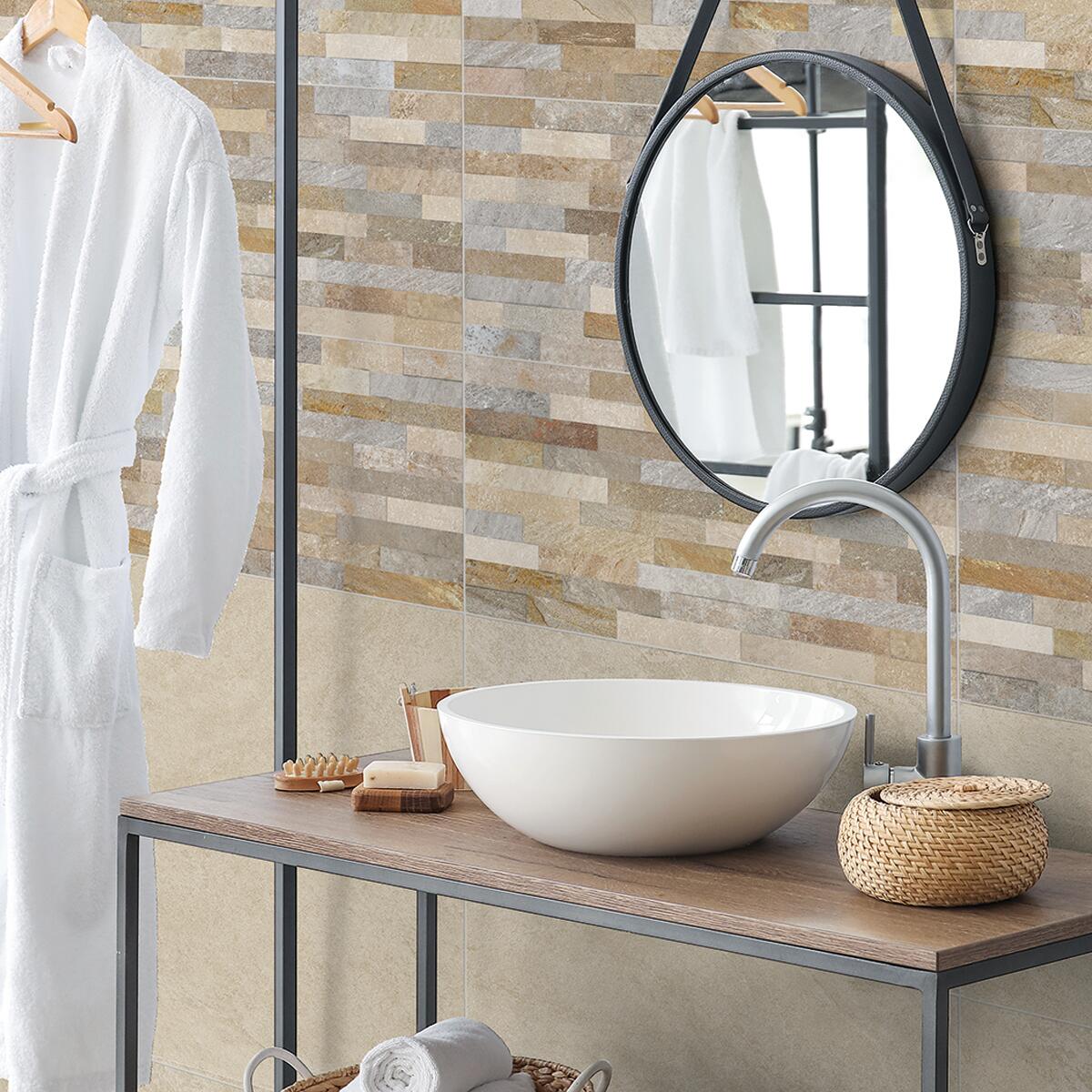 Piastrella da pavimento interno in gres porcellanato 60.4 x 30 cm smaltato beige satinato Quartzite traffico intenso (pei 4/5) Sp. 7.4 mm 1.54 mq - 2