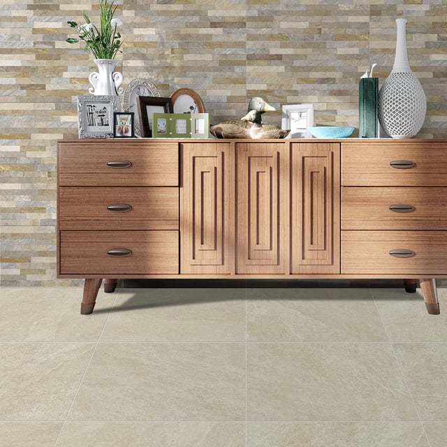 Piastrella da pavimento interno in gres porcellanato 60.4 x 60.4 cm smaltato beige satinato Quartzite traffico intenso (pei 4/5) Sp. 7.4 mm 1.46 mq