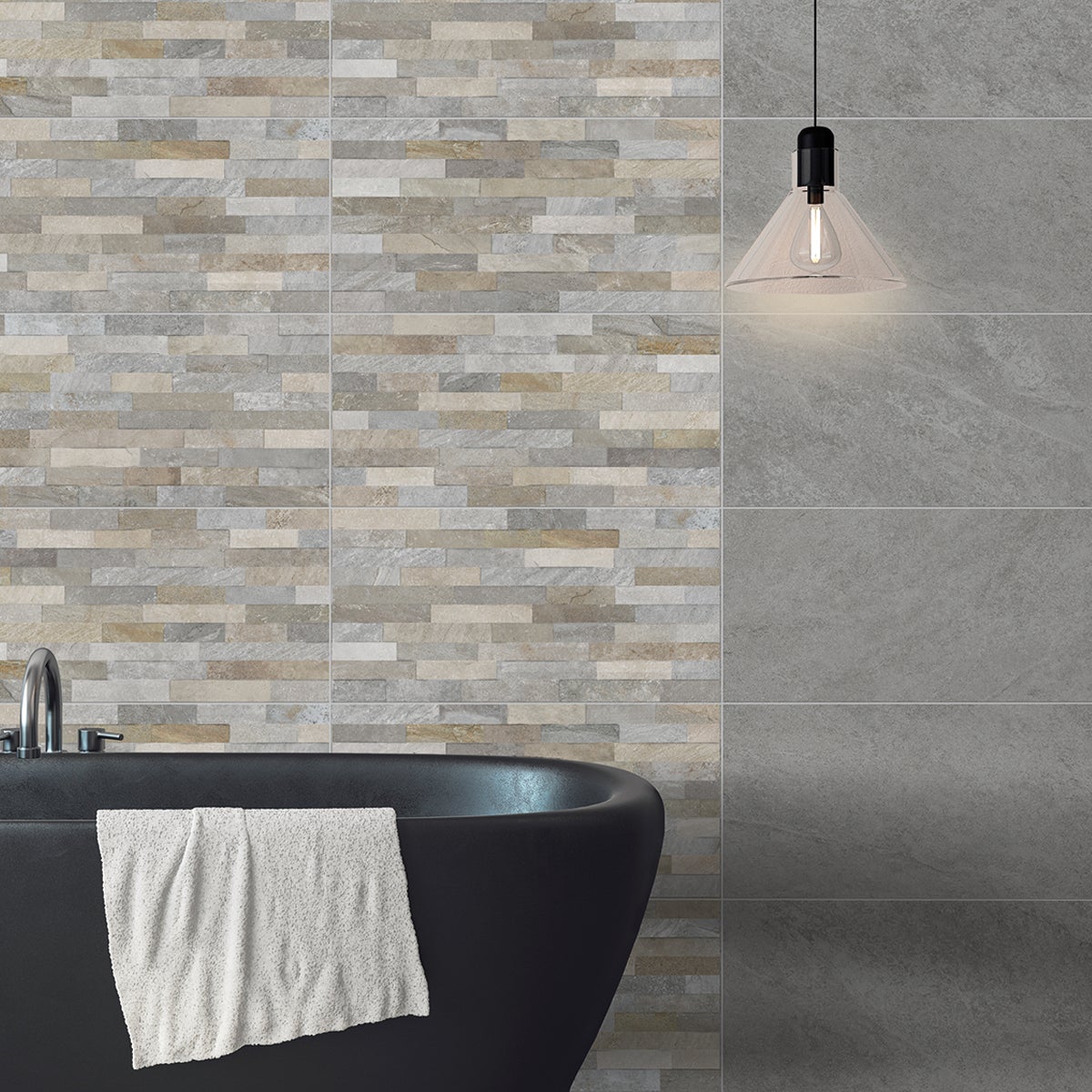 Piastrella da pavimento interno in gres porcellanato 30 x 60.4 cm smaltato grigio satinato Quartzite traffico intenso (pei 4/5) Sp. 7.4 mm 1.54 mq - 2