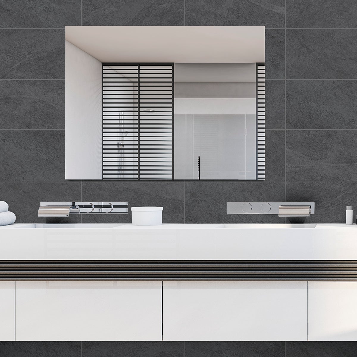 Piastrella da pavimento e rivestimento interno in gres porcellanato 30 x 60.4 cm non rettificato smaltato nero satinato Quartzite traffico medio forte (pei 3/5) Sp. 7.4 mm 1.54 mq - 2