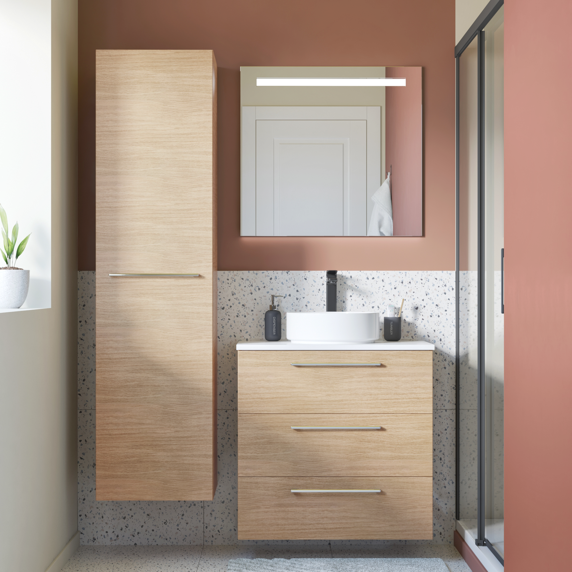 Lavabo da appoggio Studio SENSEA tondo in ceramica bianco lucido piletta non inclusa - 7
