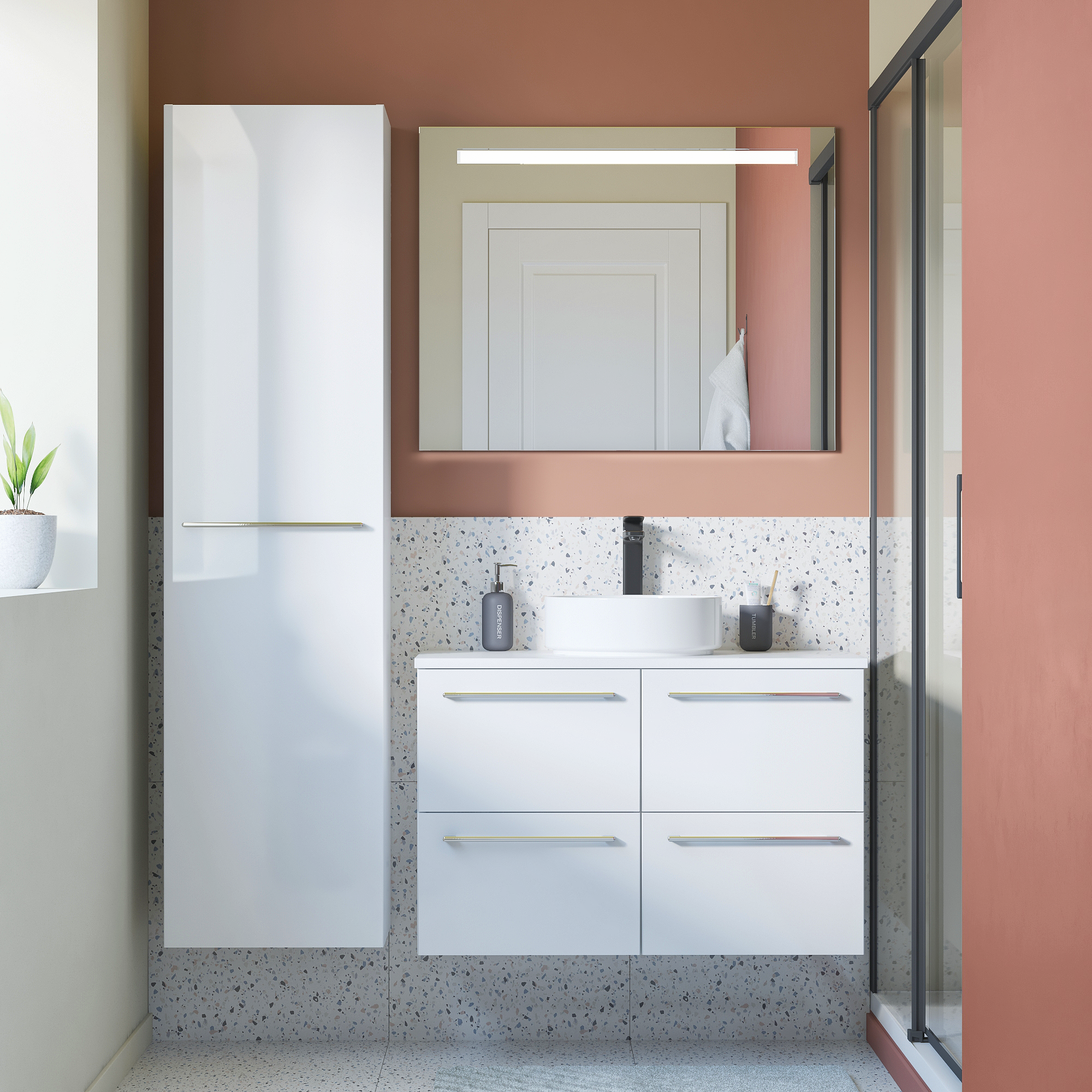 Drzwi do mebli łazienkowych do słupka Remix białe 30 x 173 Sensea - 6