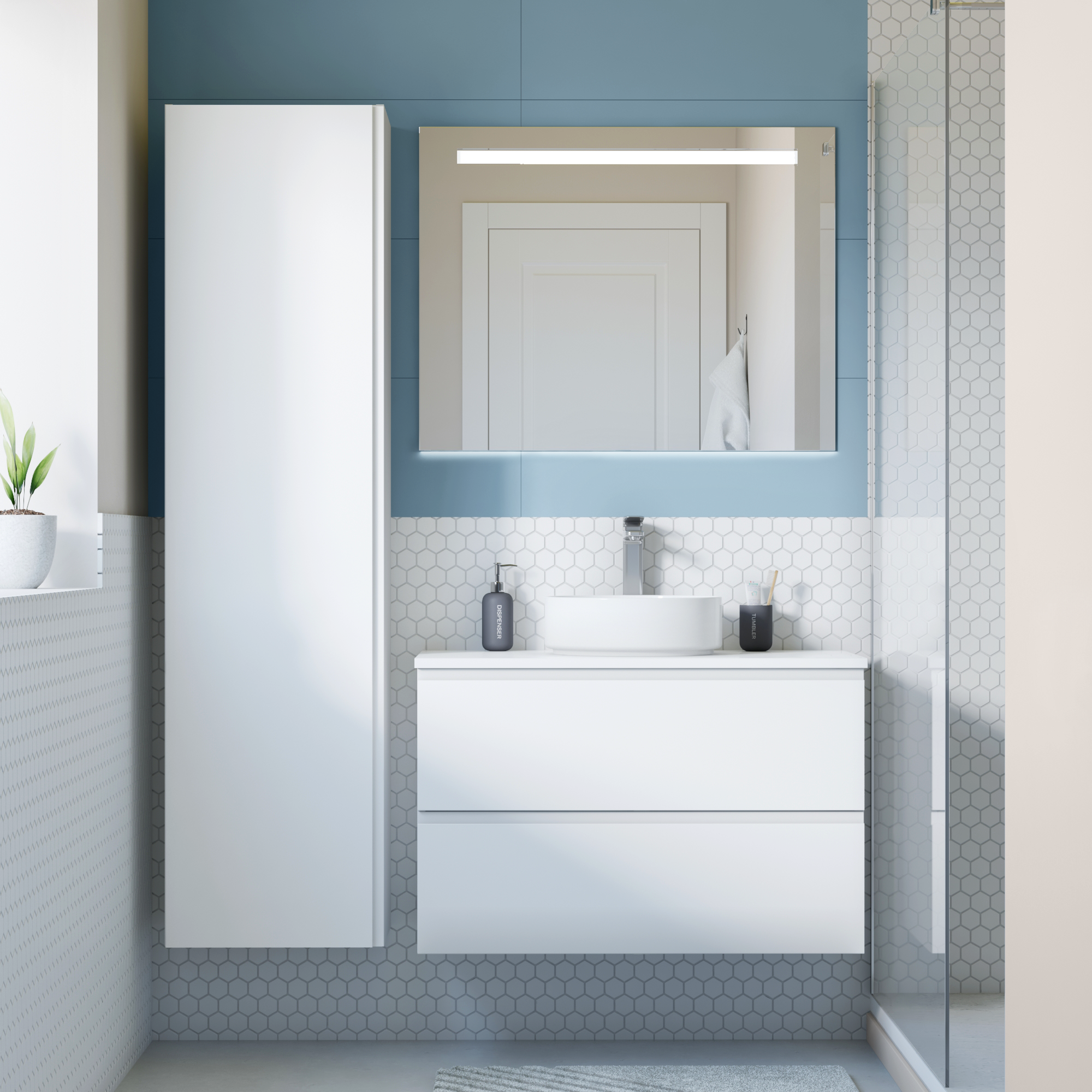 Lavabo sobre encimera de cerámica Studio 37 cm de diámetro redondo blanco brillante - 27
