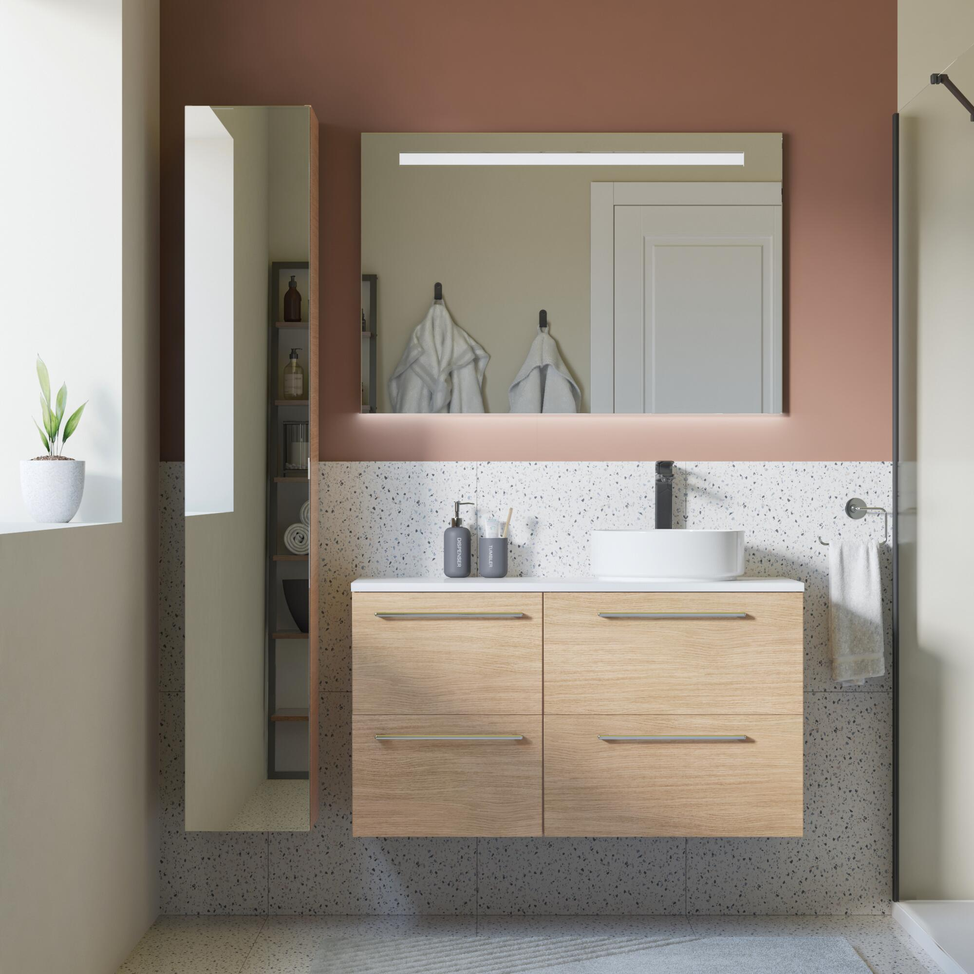 Encimera lavabo remix roble 106x49x1.8 cm
