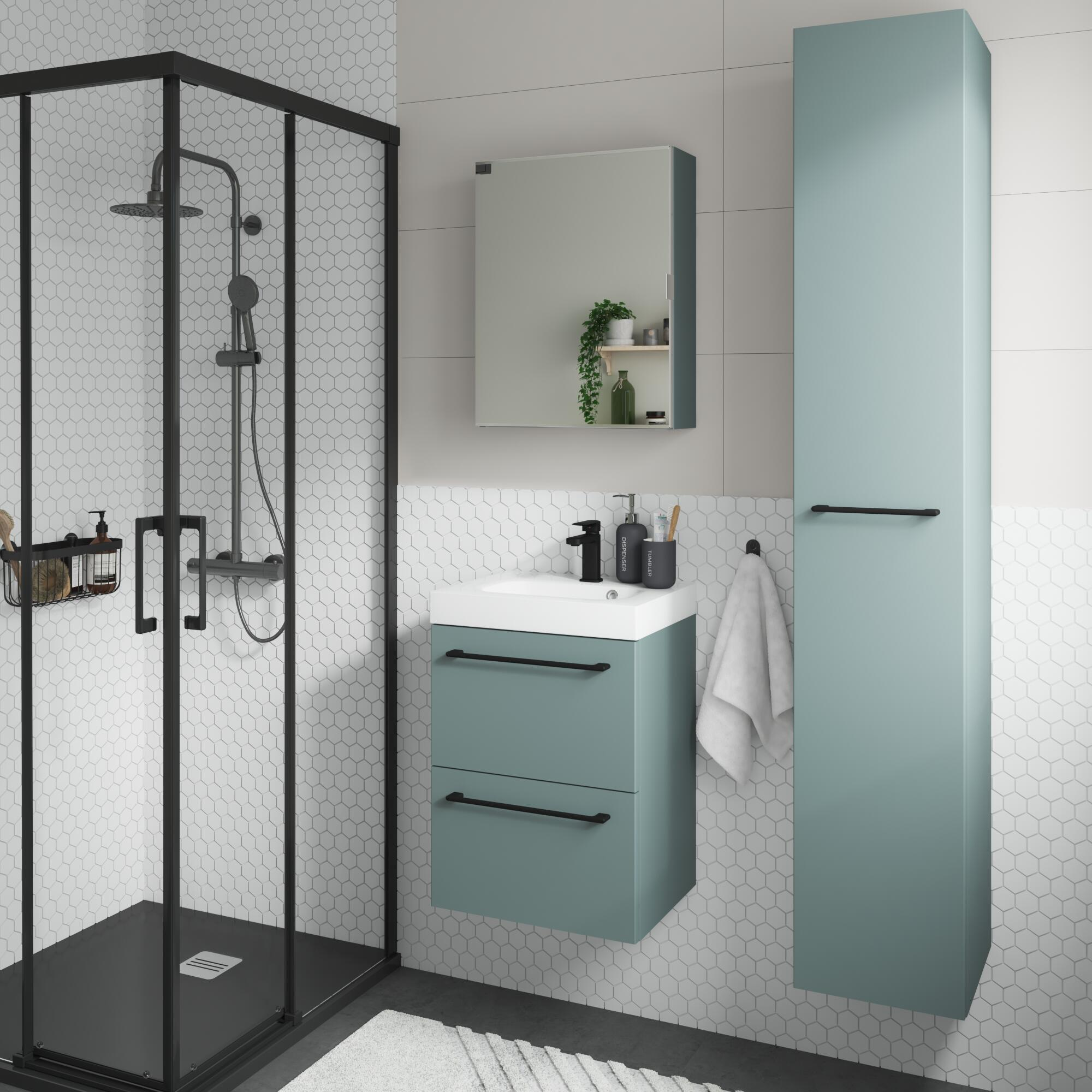 Meuble sous-vasque 2t L.45cm x H.58cm x P.33cm vert celadon Remix - 7