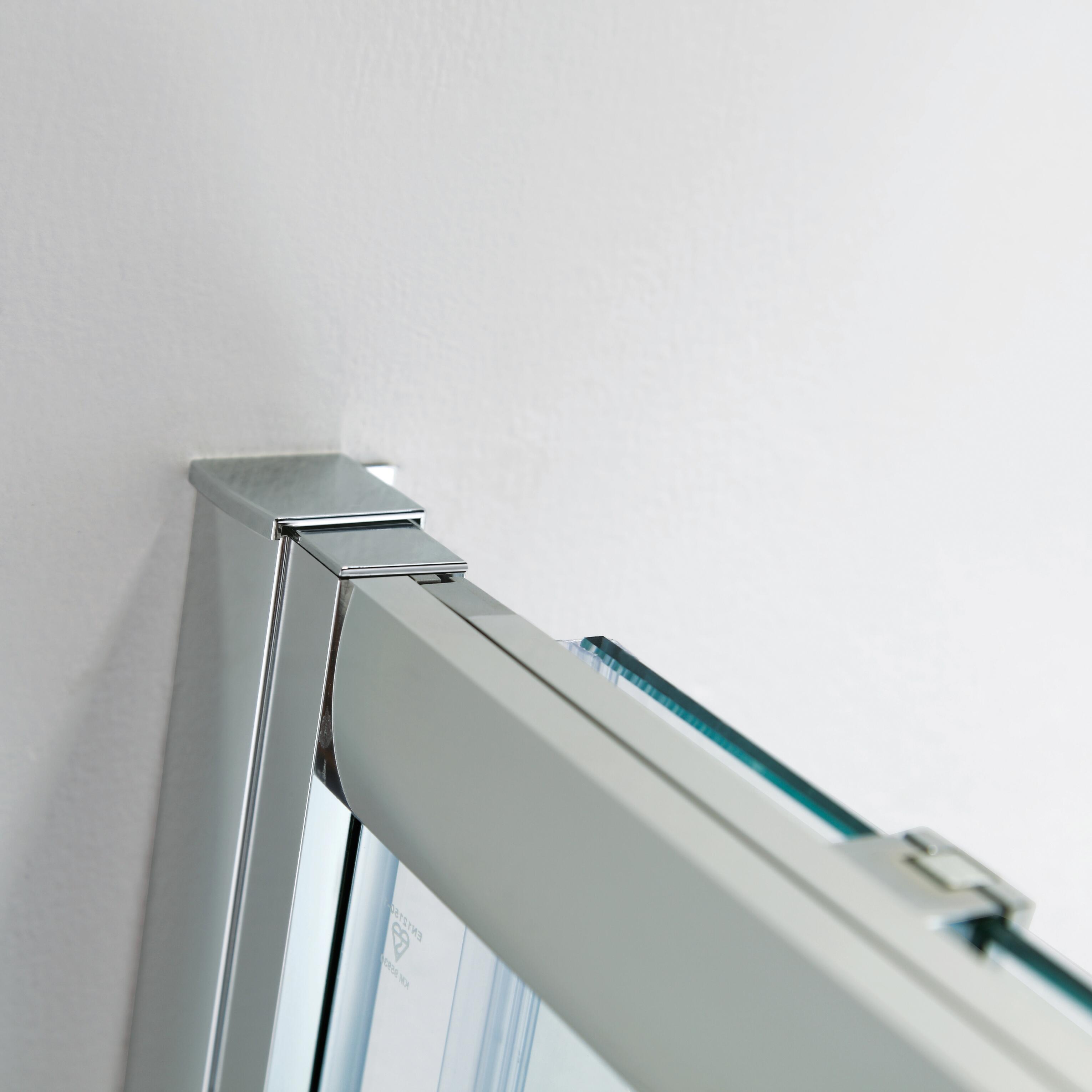 Porta doccia saloon L 80-90 cm x H 195 cm per nicchia in vetro trasparente SP. 6 mm, profilo lucido cromo, serie Slimline - 7