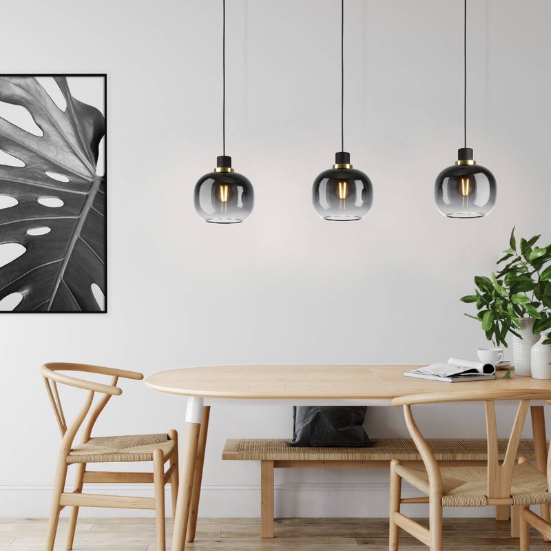 EGLO Lampadario Glamour Oilella grigio paralume nero 3x E27 Ø0cm