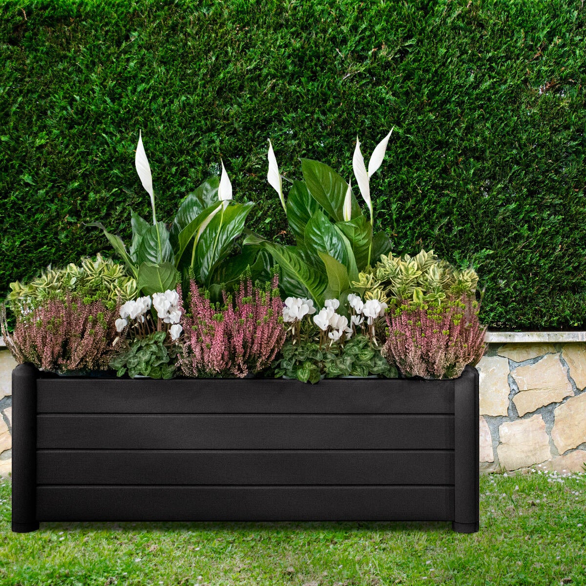 Fioriera Italia STEFANPLAST in polipropilene antracite H 35 x L 100 x P 43 cm - 2