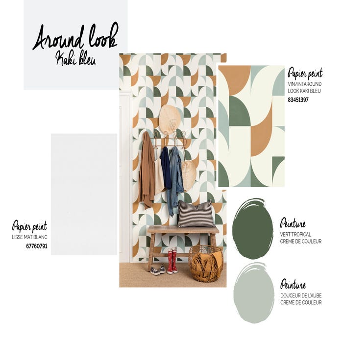 associer peinture et papier peint douceur de l'aube et vert tropical 